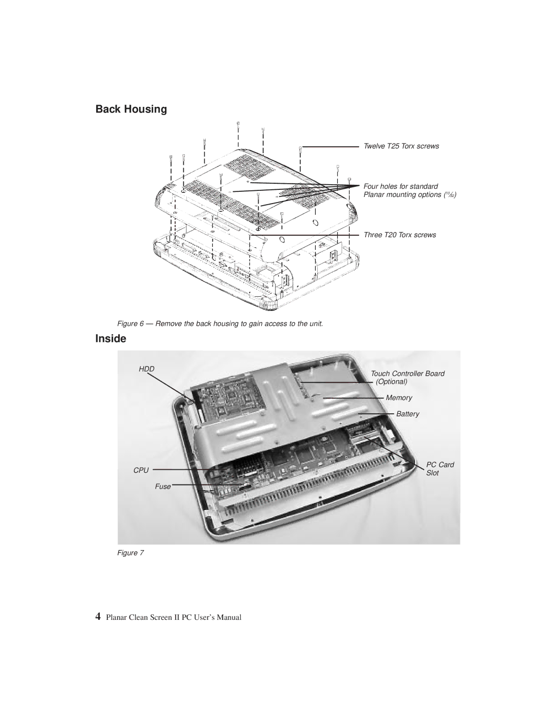 Planar C3215 user manual Back Housing, Inside 