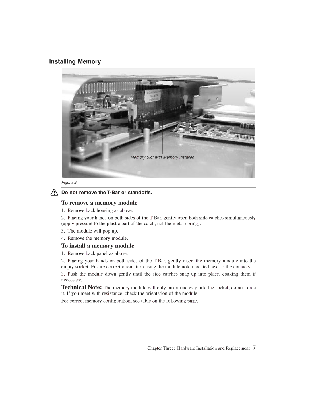 Planar C3215 user manual Installing Memory, To remove a memory module, To install a memory module 