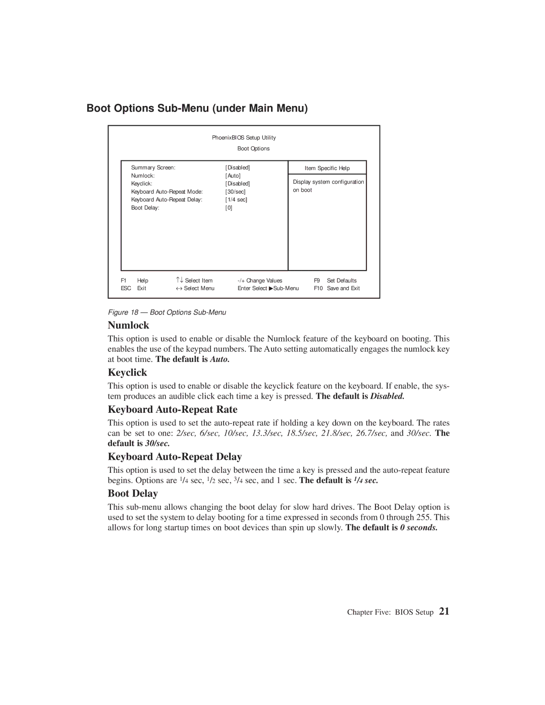 Planar C3215 user manual Boot Options Sub-Menu under Main Menu 