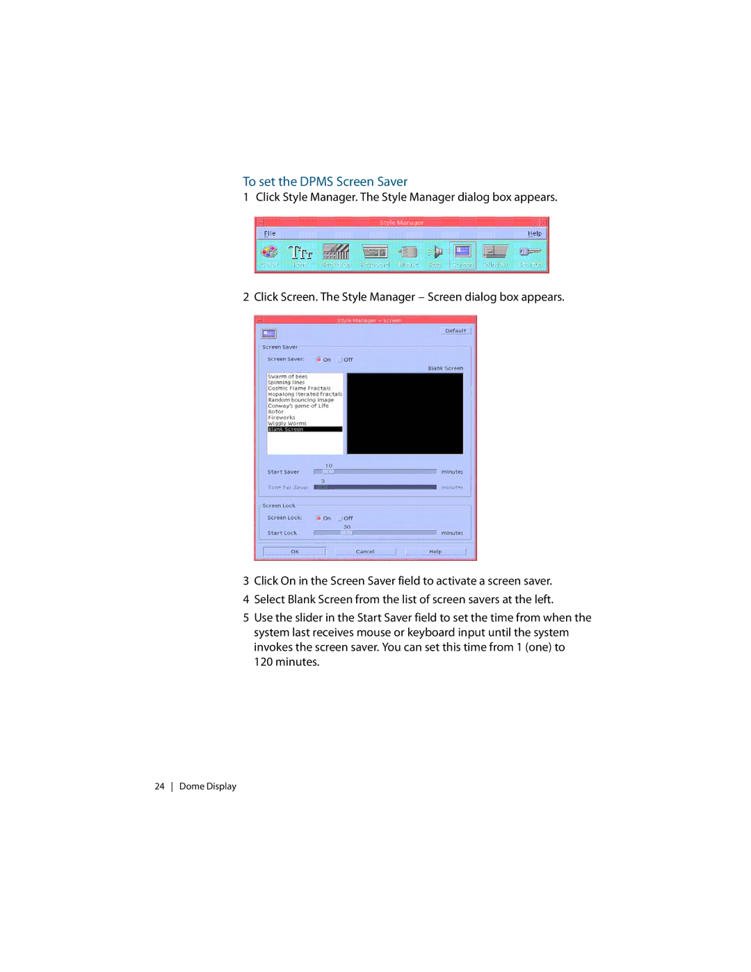 Planar C3i/EX manual To set the Dpms Screen Saver 