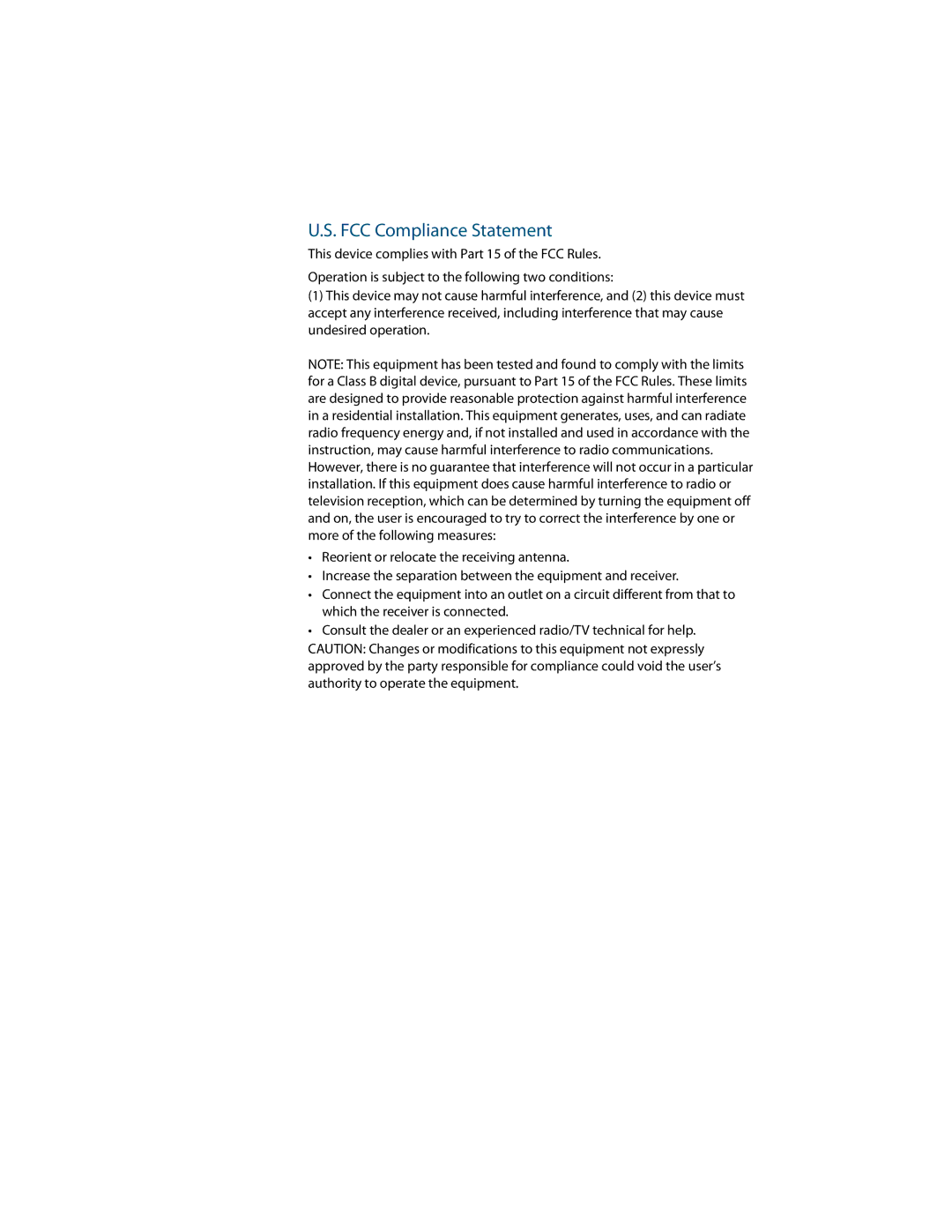 Planar C3i/EX manual FCC Compliance Statement 