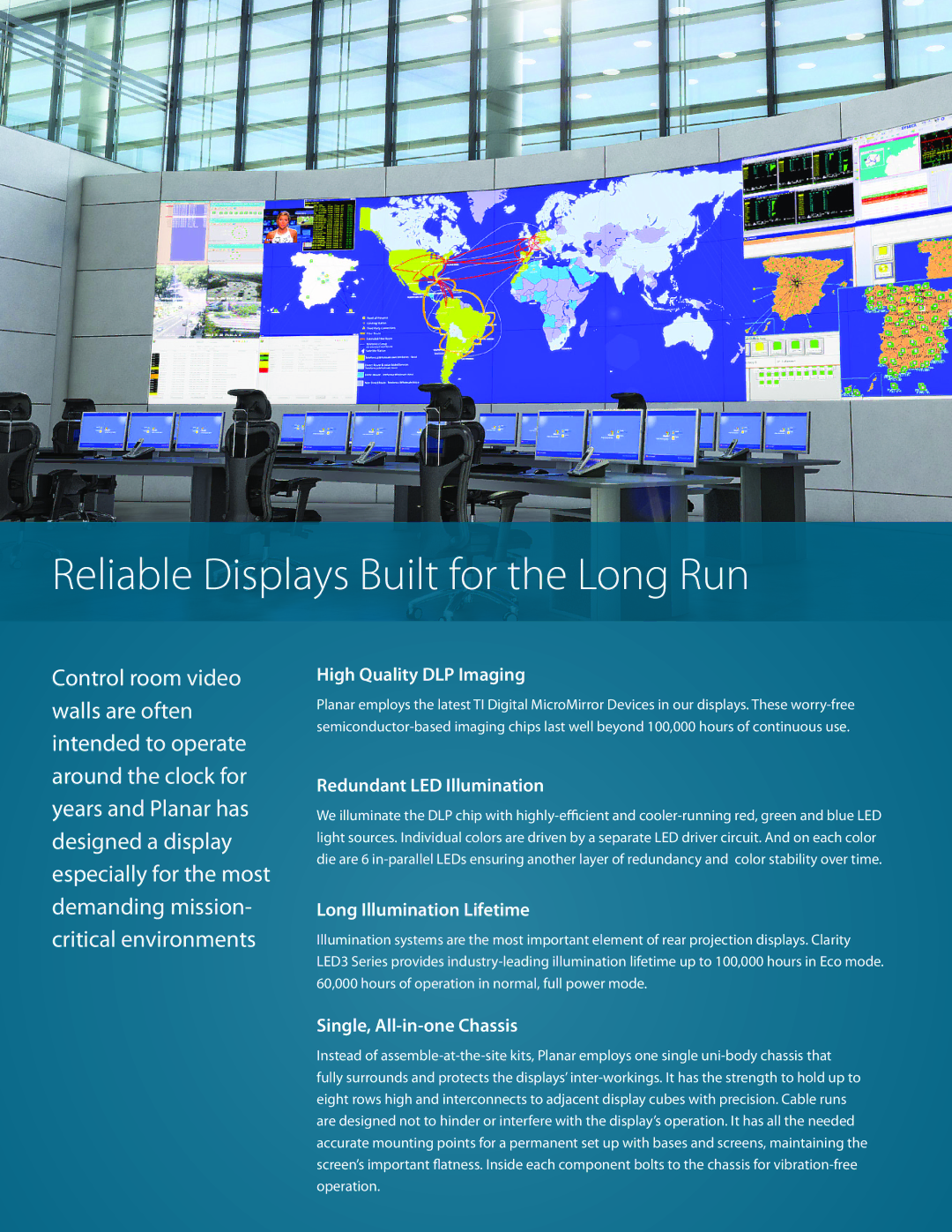 Planar Clarity LED3 manual Reliable Displays Built for the Long Run 