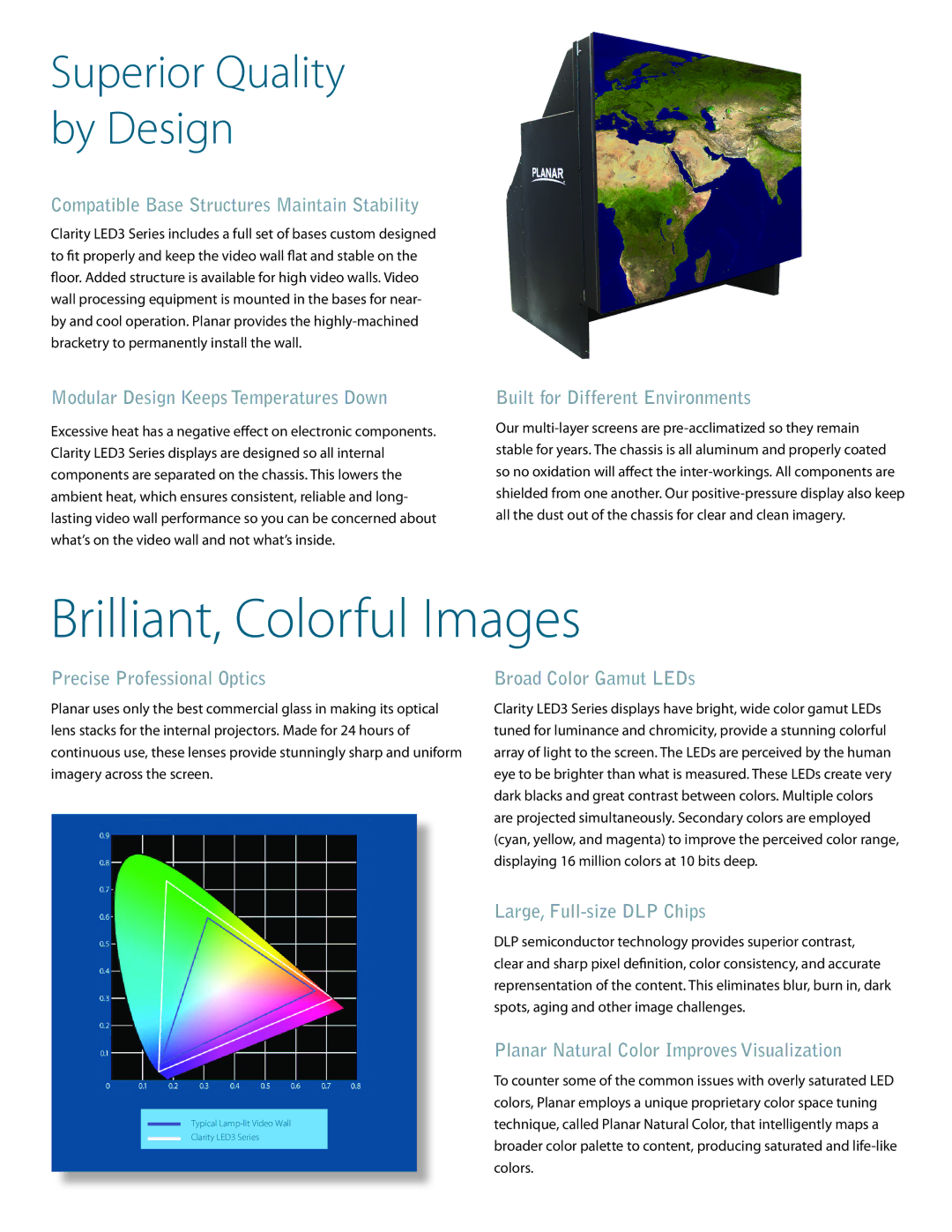 Planar Clarity LED3 manual Compatible Base Structures Maintain Stability, Modular Design Keeps Temperatures Down 