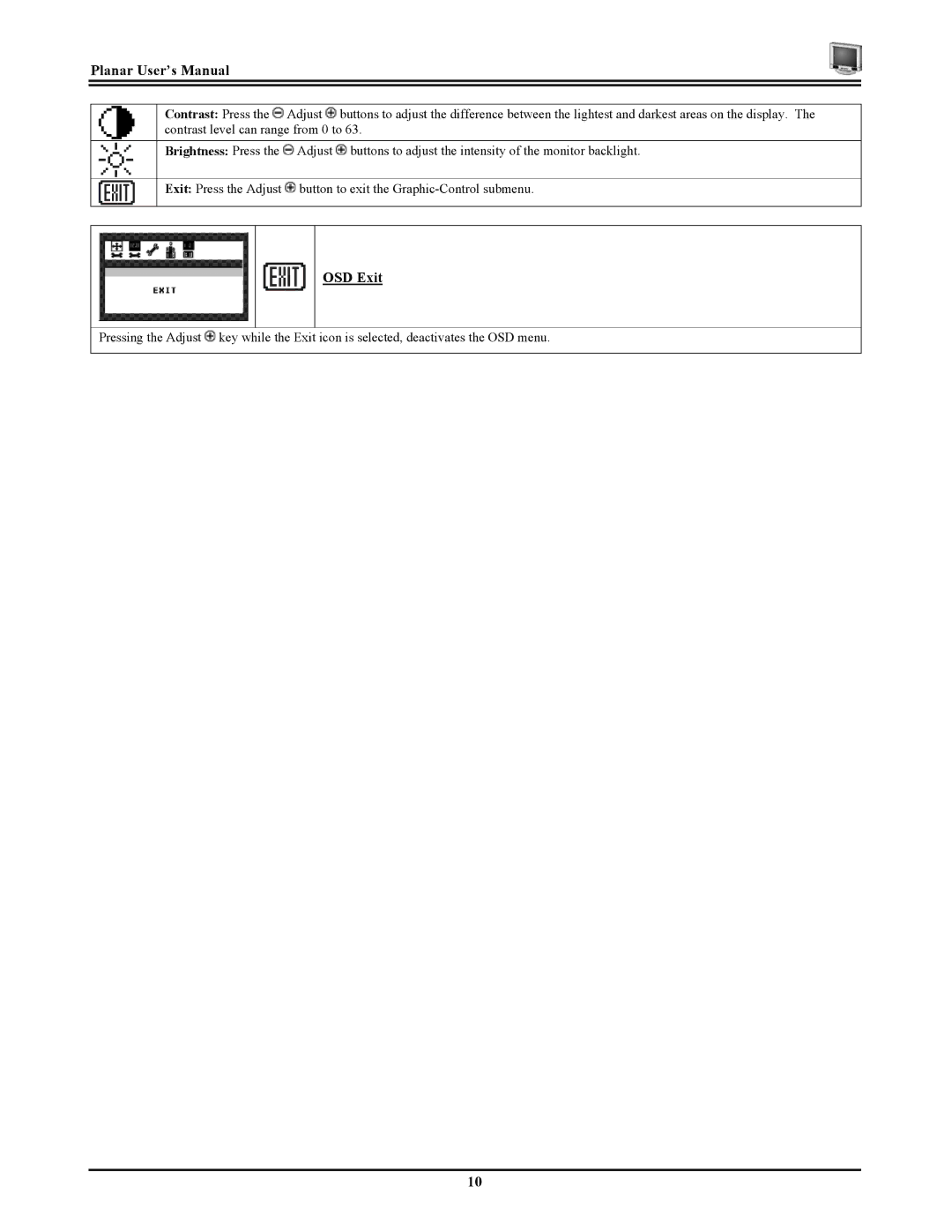 Planar CT1744NU manual Planar User’s Manual 