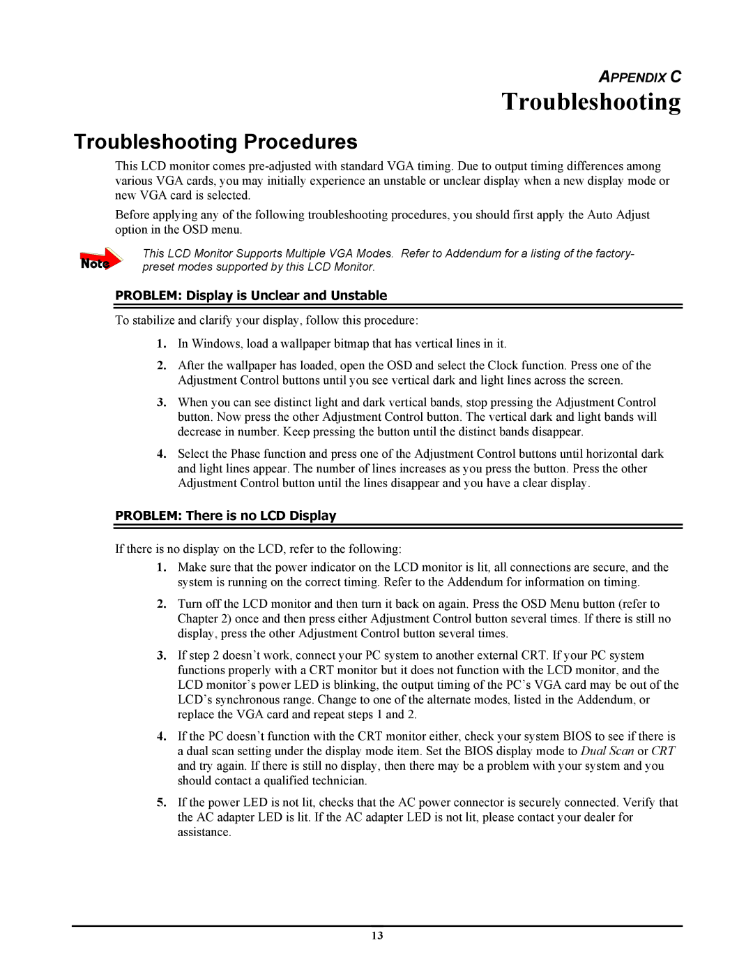 Planar CT1744NU manual Troubleshooting Procedures 