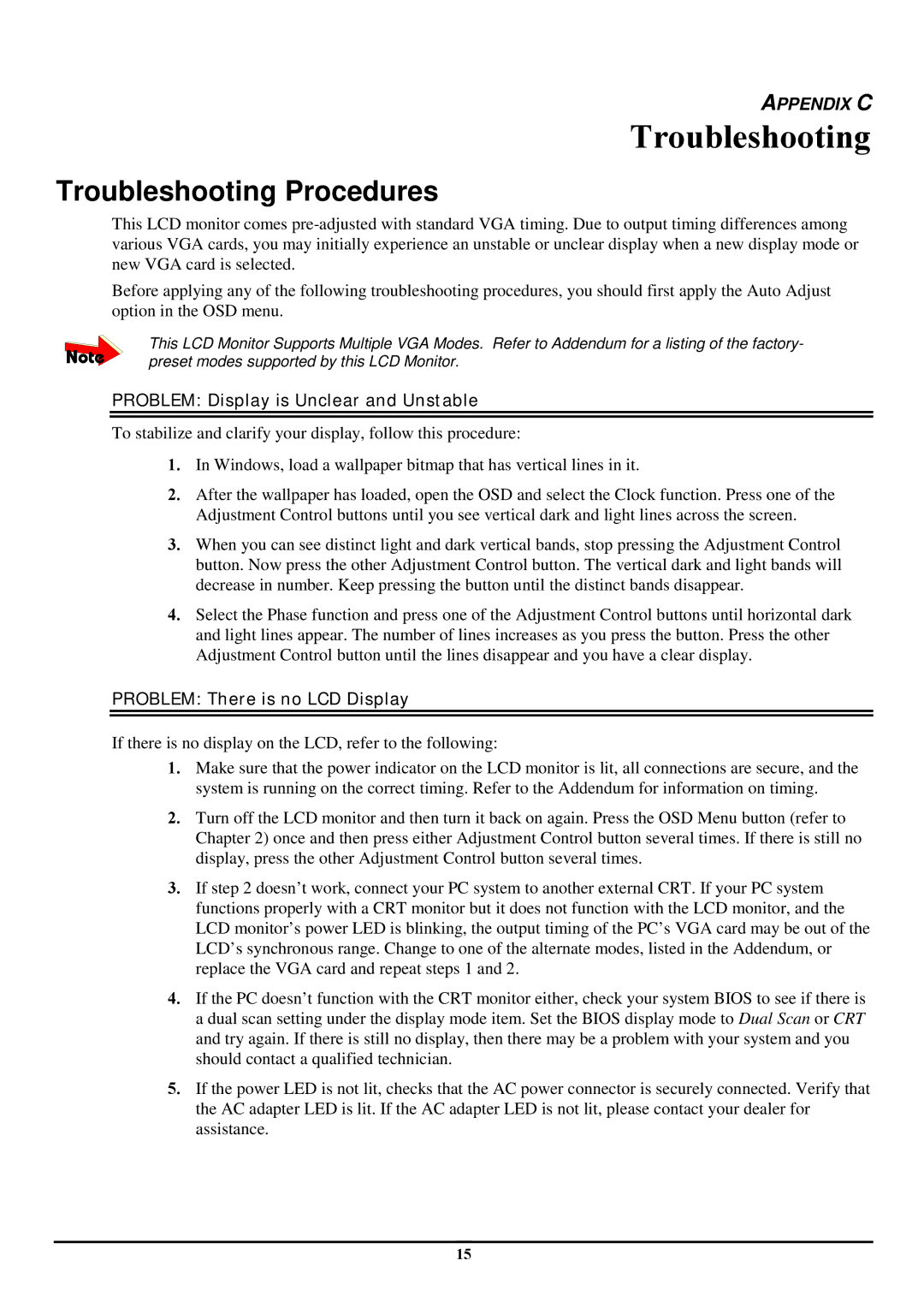 Planar CT1904Z manual Troubleshooting Procedures 