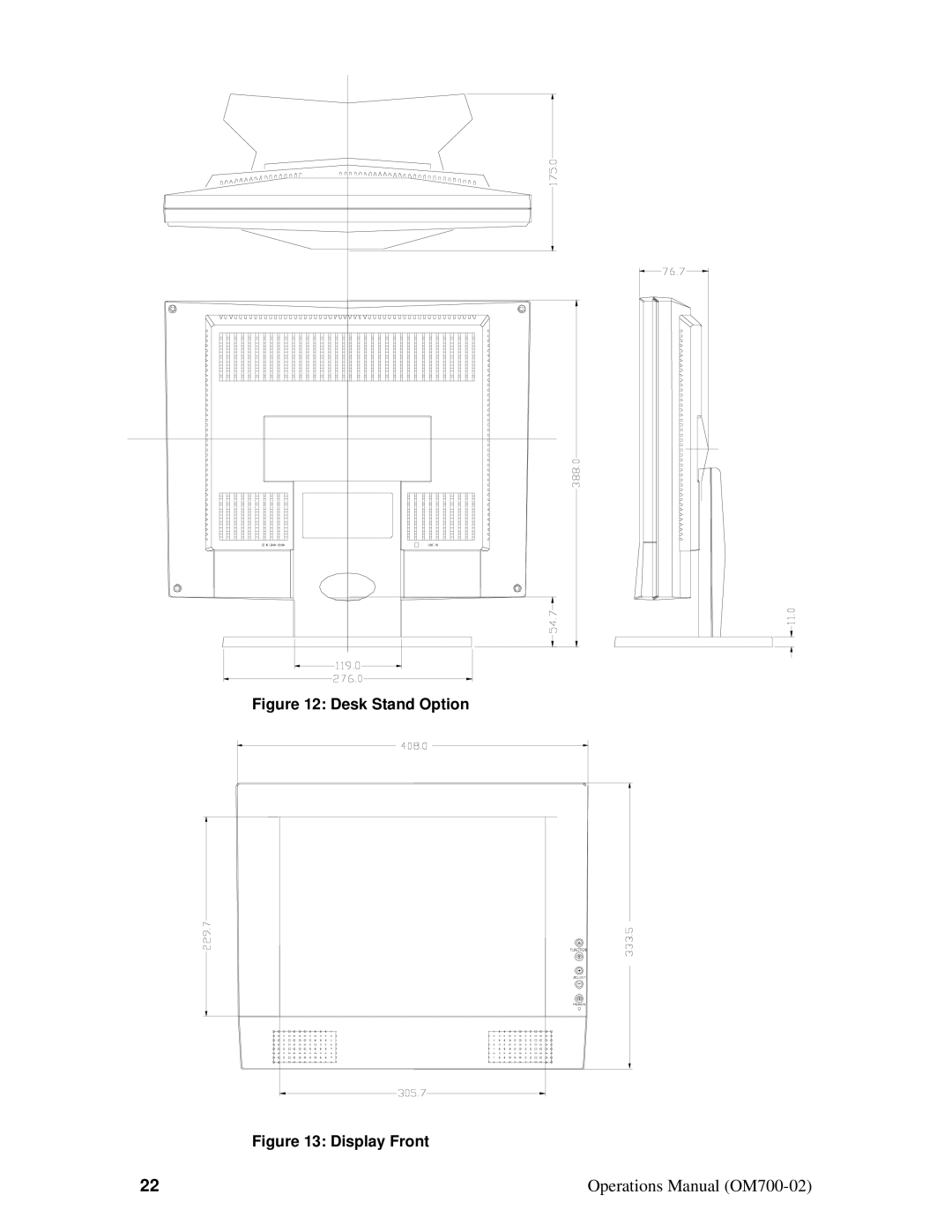 Planar D6015TM manual Desk Stand Option 