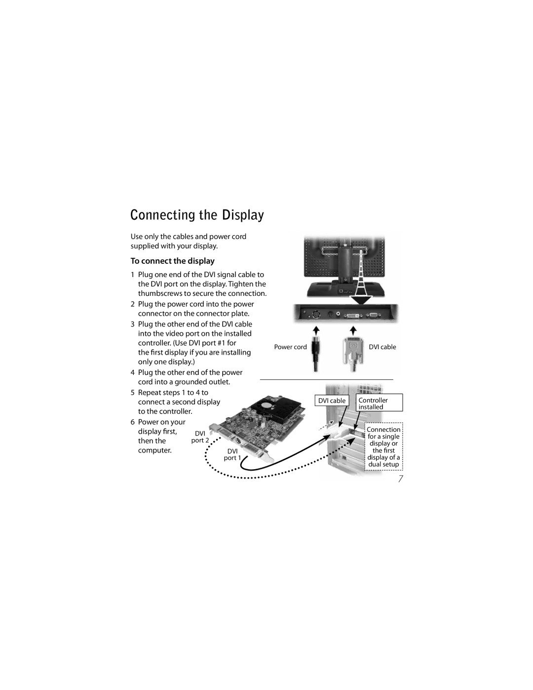 Planar Dome E2c manual Connecting the Display, To connect the display 