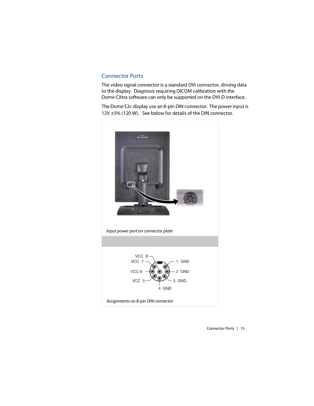 Planar E2c Display manual Connector Ports 