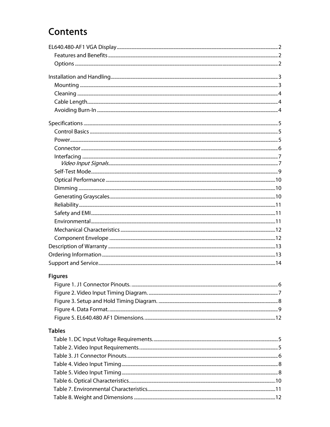 Planar EL640.480-AF1 user manual Contents 