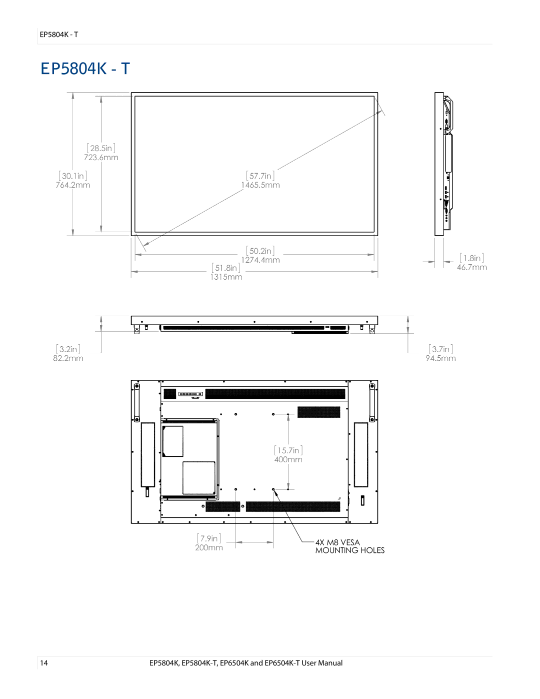 Planar EP6504K/EP6504K-T, EP5804K/EP5804K-T manual EP5804K T 