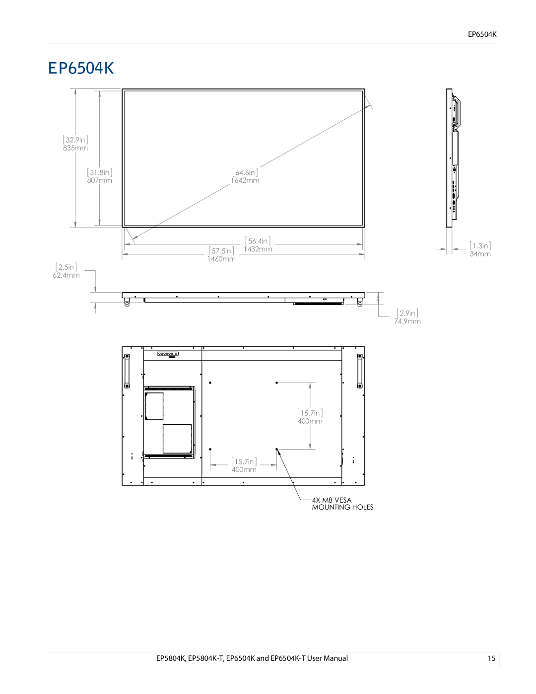 Planar EP5804K/EP5804K-T, EP6504K/EP6504K-T manual 