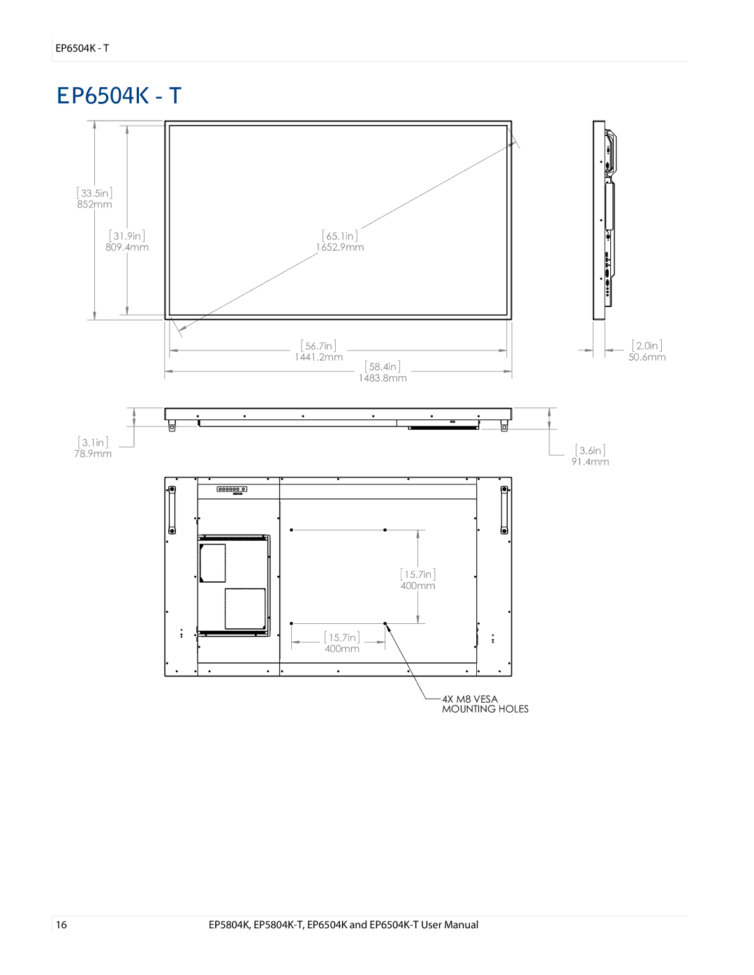 Planar EP6504K/EP6504K-T, EP5804K/EP5804K-T manual EP6504K T 