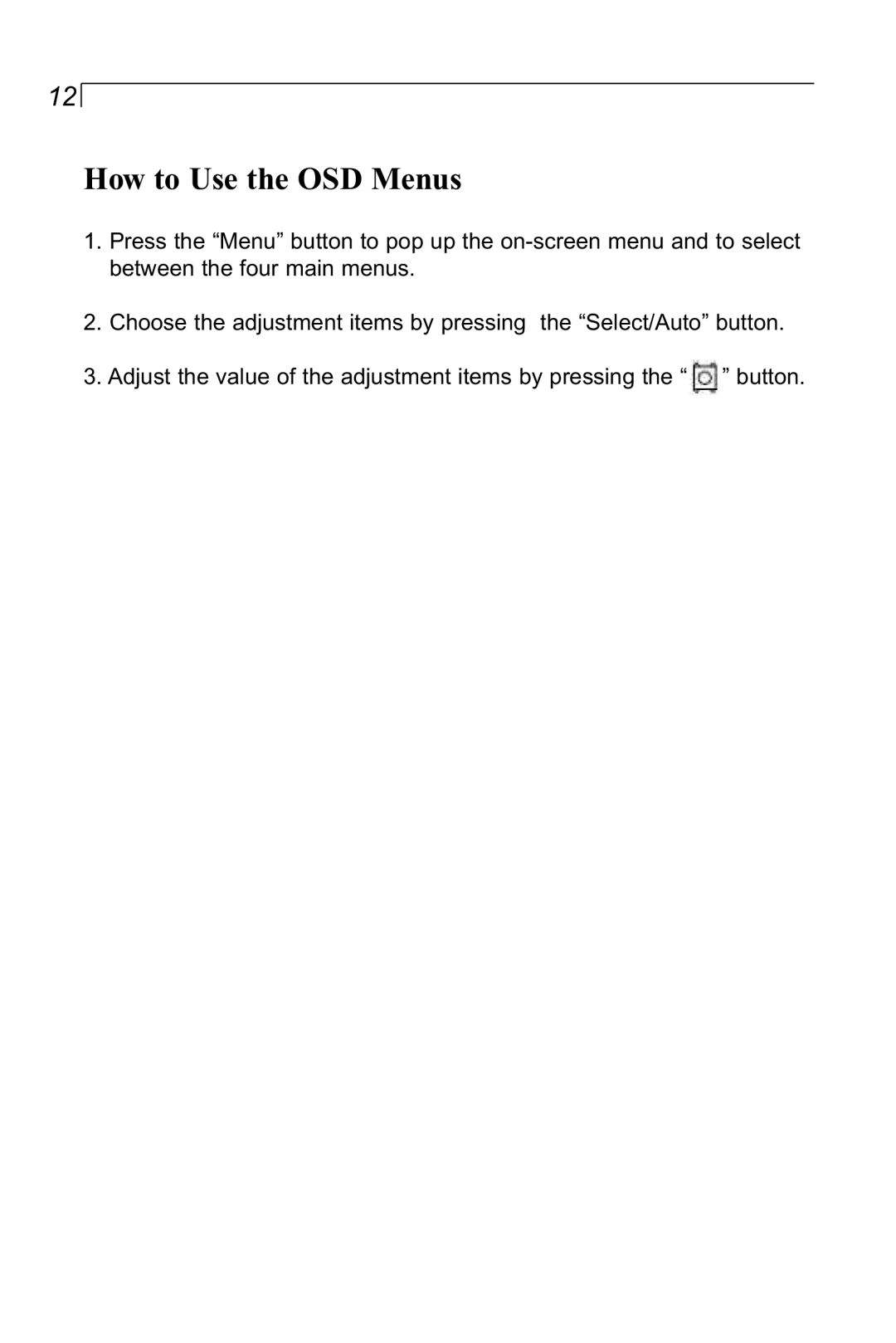 Planar LA1500RTR manual How to Use the OSD Menus 