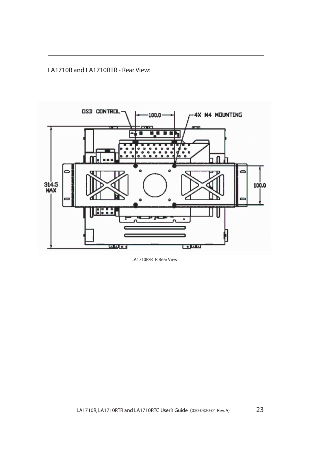 Planar LA1710RTC manual LA1710R and LA1710RTR Rear View 