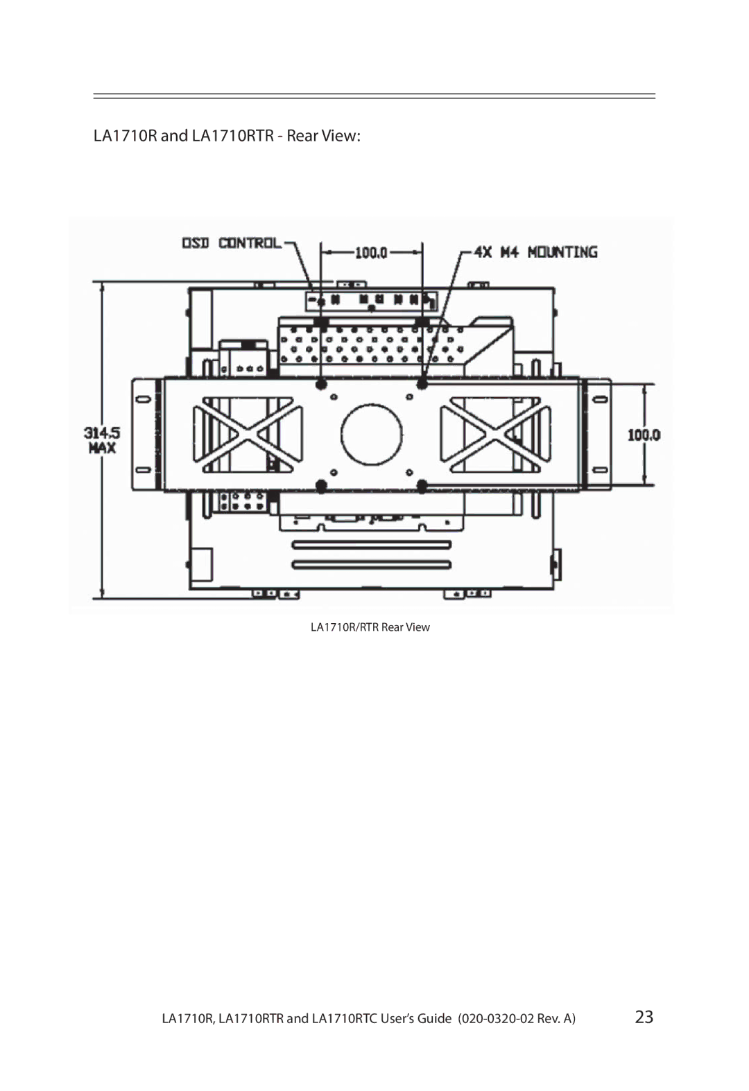 Planar LA1710RTC manual LA1710R and LA1710RTR Rear View 