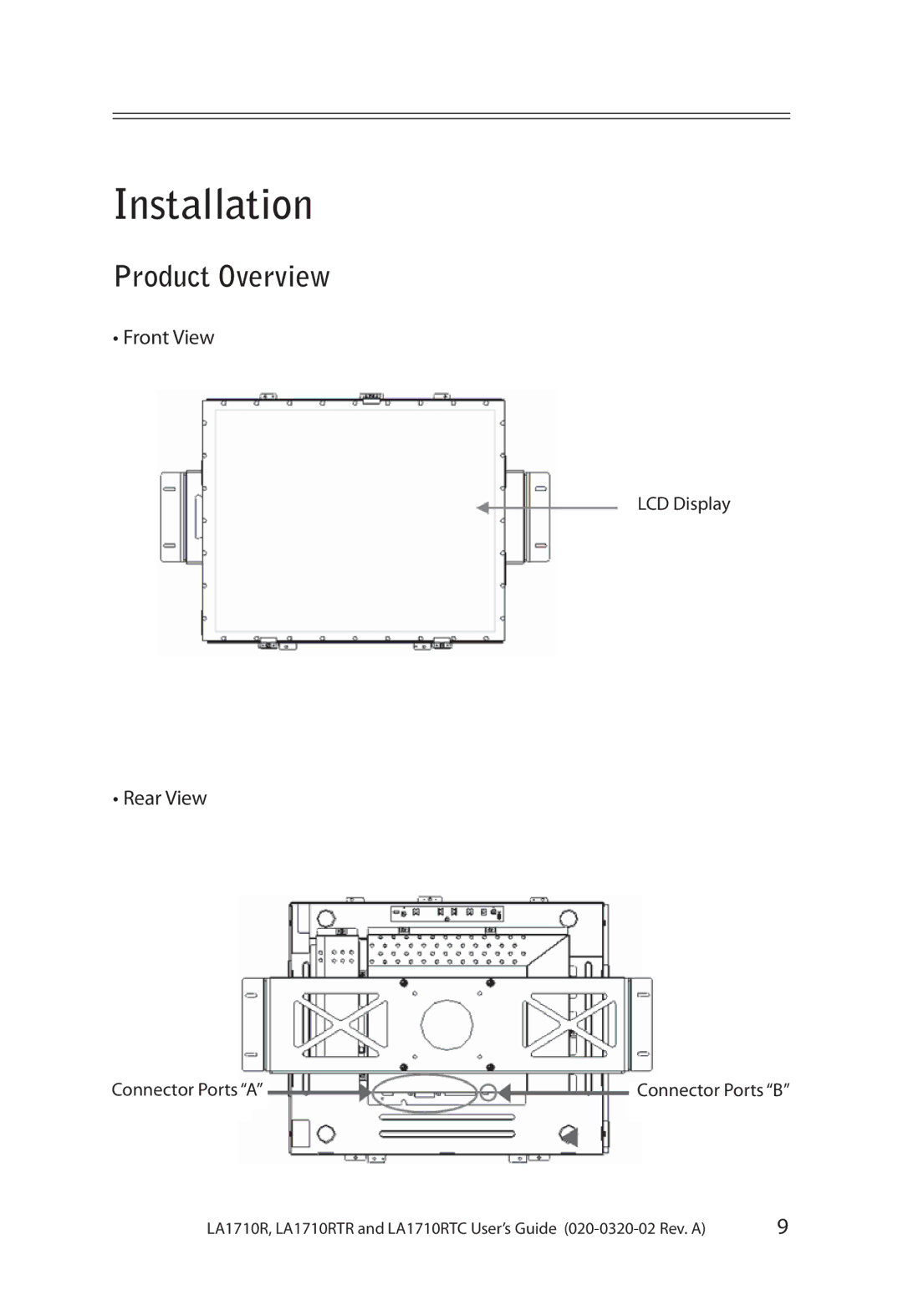 Planar LA1710RTR, LA1710RTC manual Installation, Product Overview 