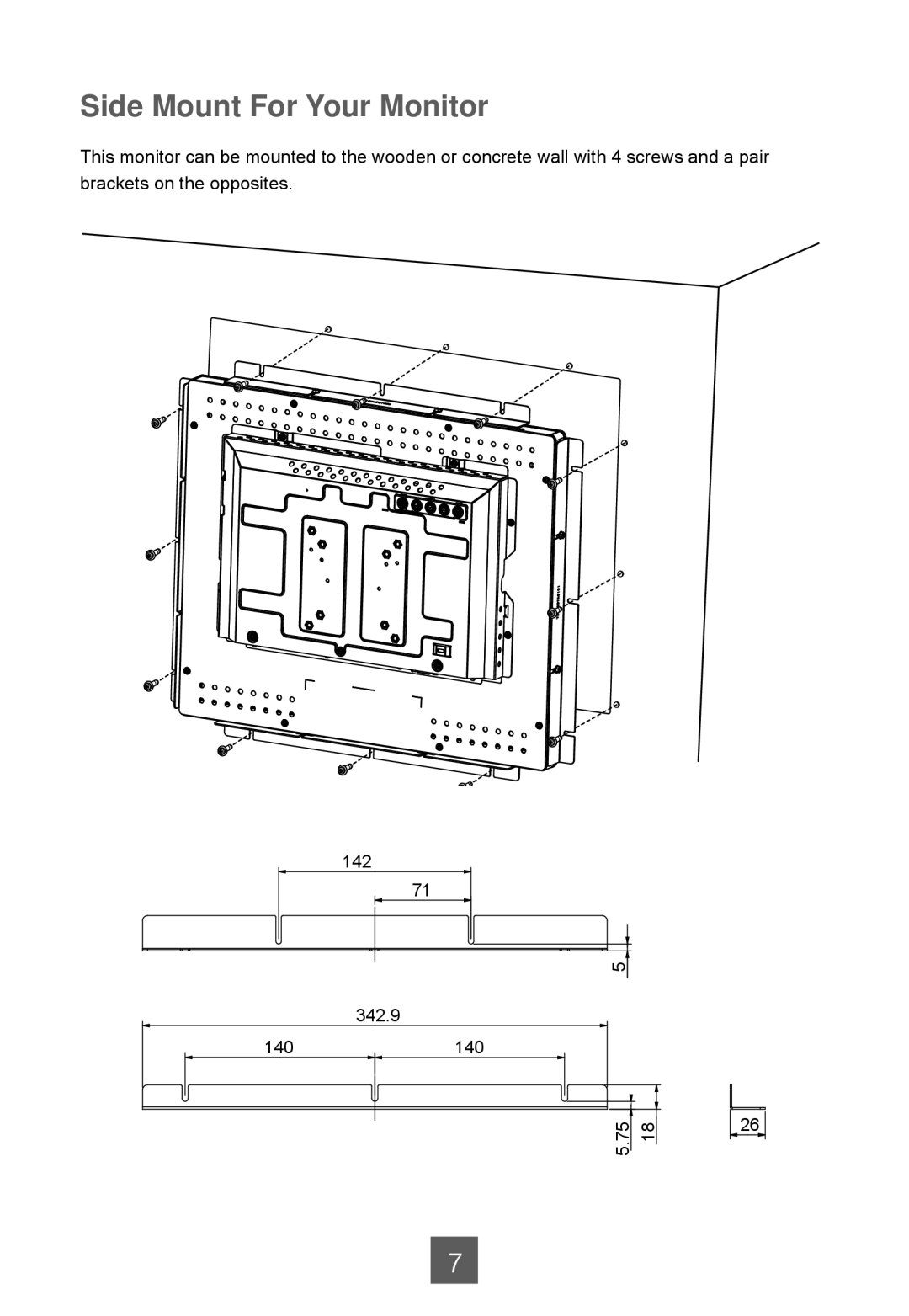 Planar LA1950RTS, LA1950RTC, LA1950RTR manual Side Mount For Your Monitor 