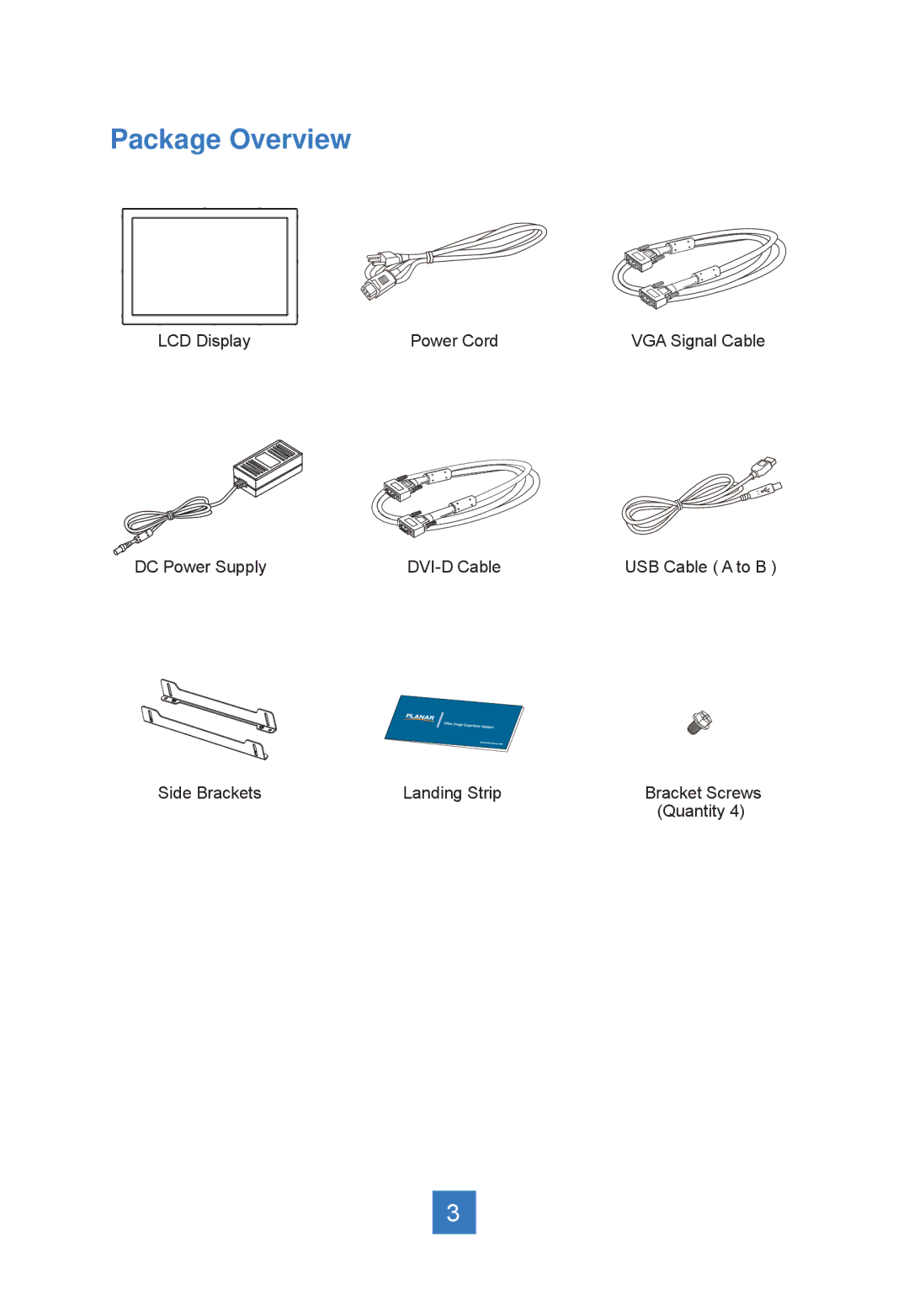 Planar LA2250RTPW manual Package Overview 