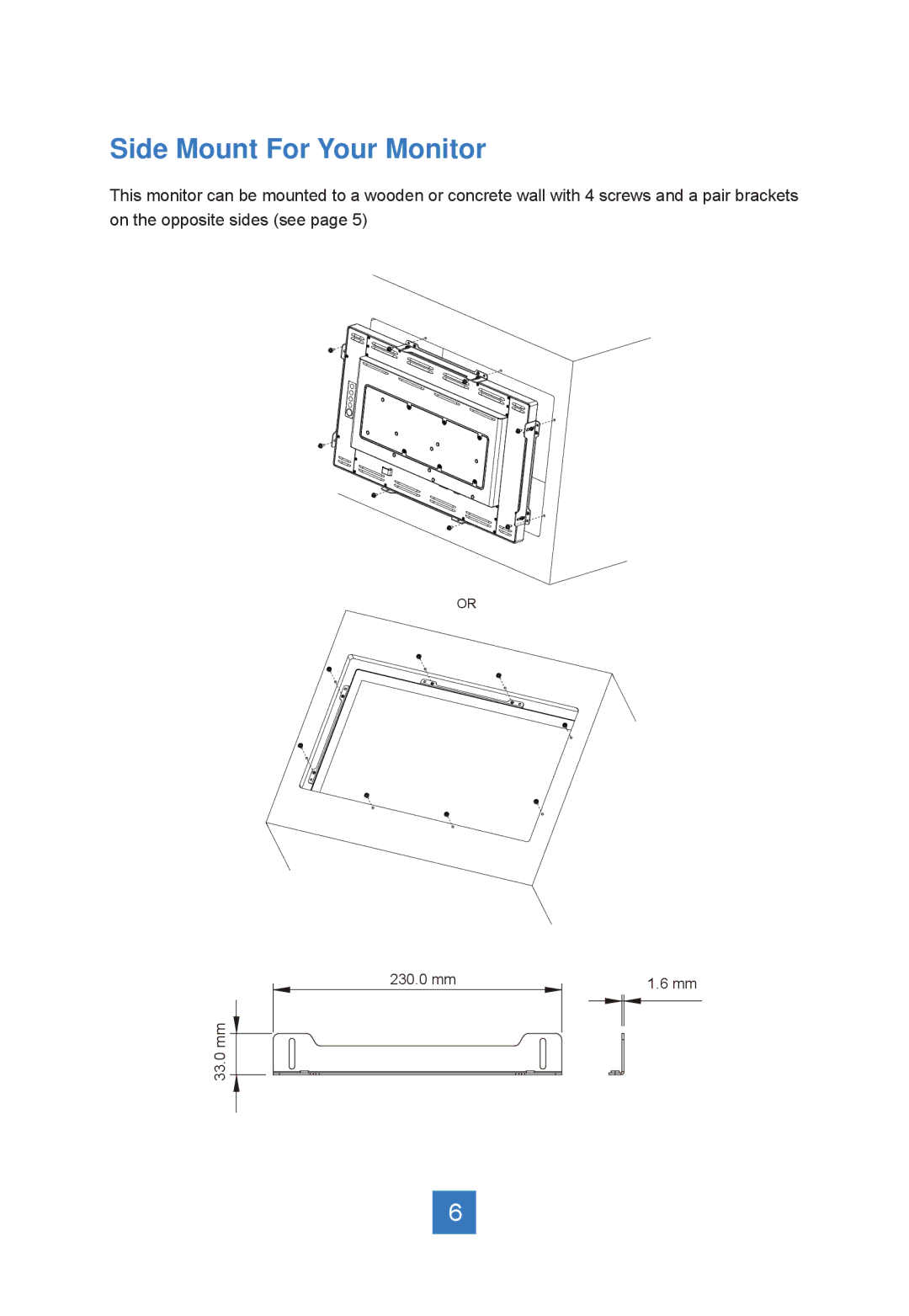 Planar LA2250RTPW manual Side Mount For Your Monitor 