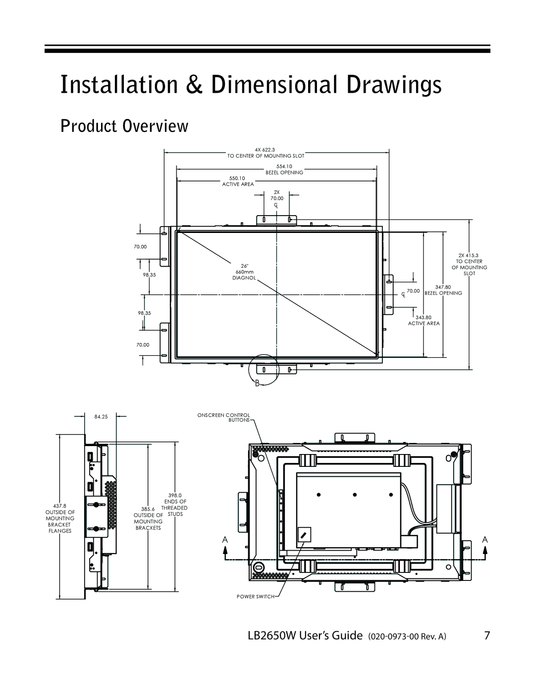 Planar LB2650W manual Installation & Dimensional Drawings, Product Overview 