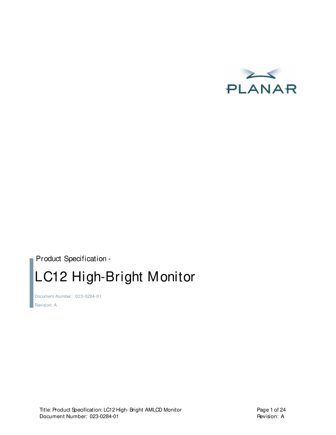 Planar manual LC12 High-Bright Monitor 