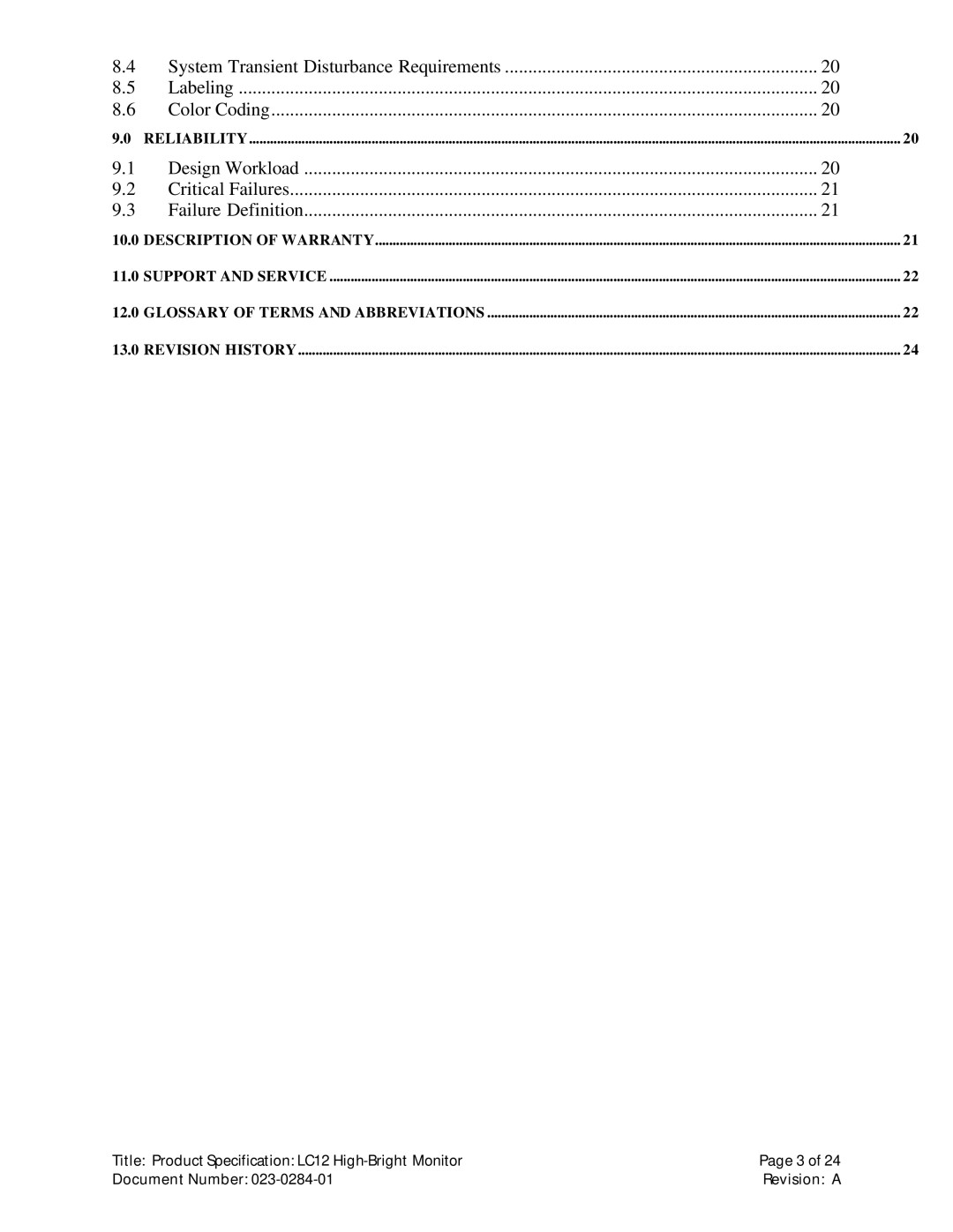 Planar LC12 manual Design Workload Critical Failures Failure Definition 