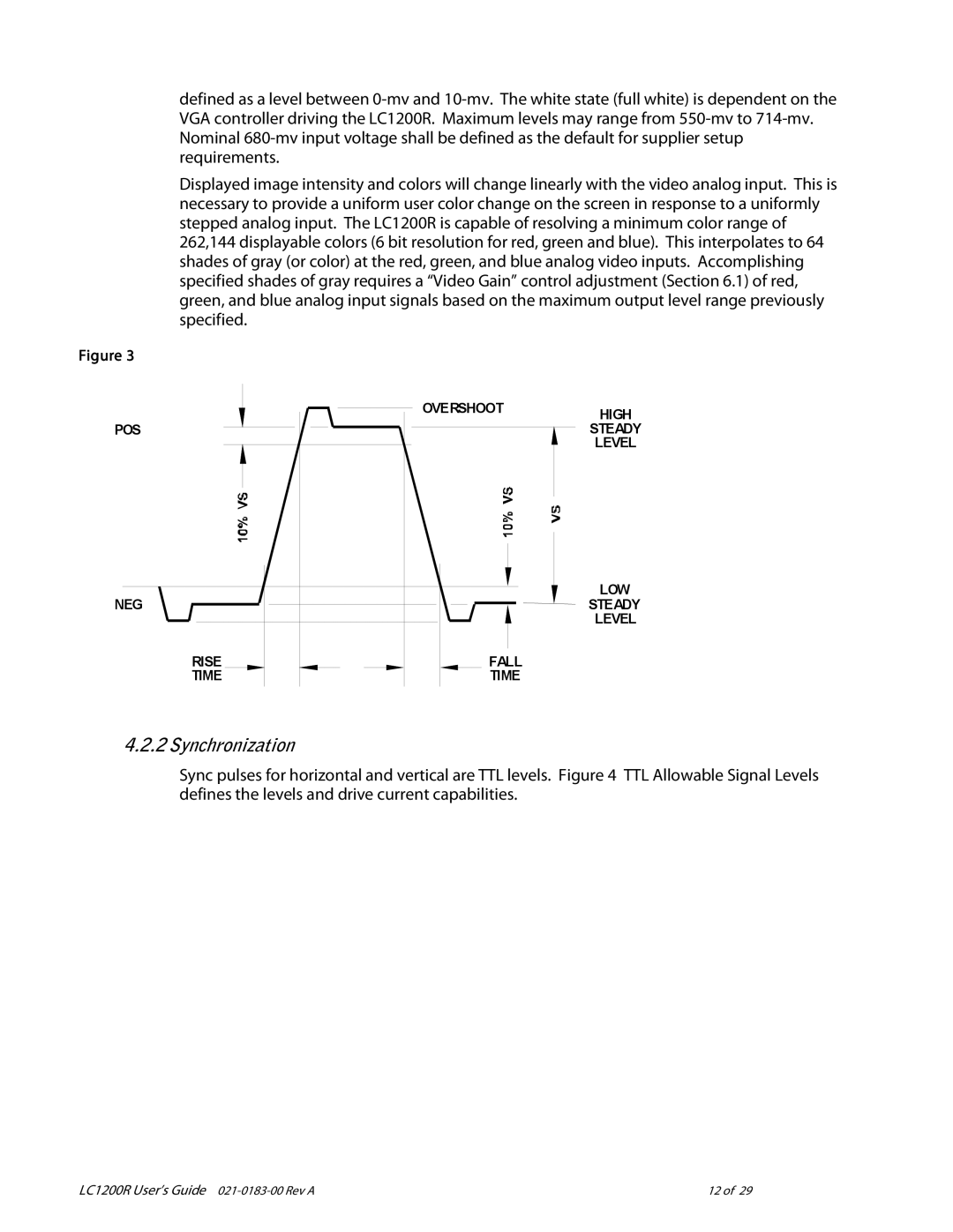 Planar LC1200R user manual Synchronization 