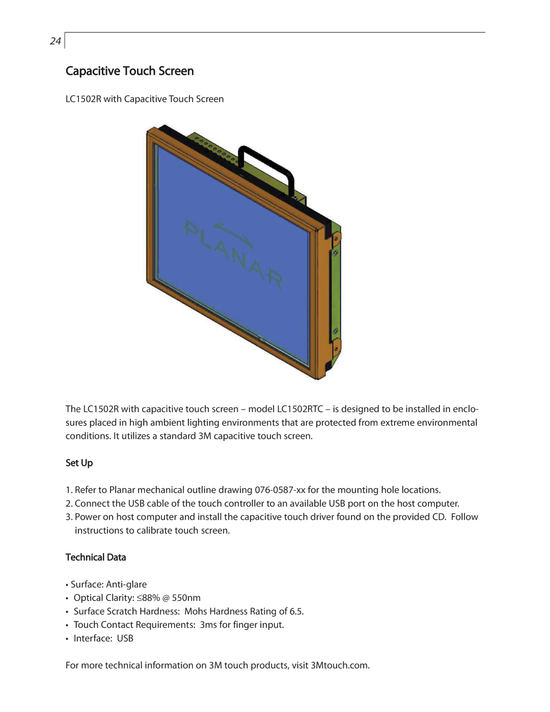 Planar LC1502R user manual Capacitive Touch Screen 