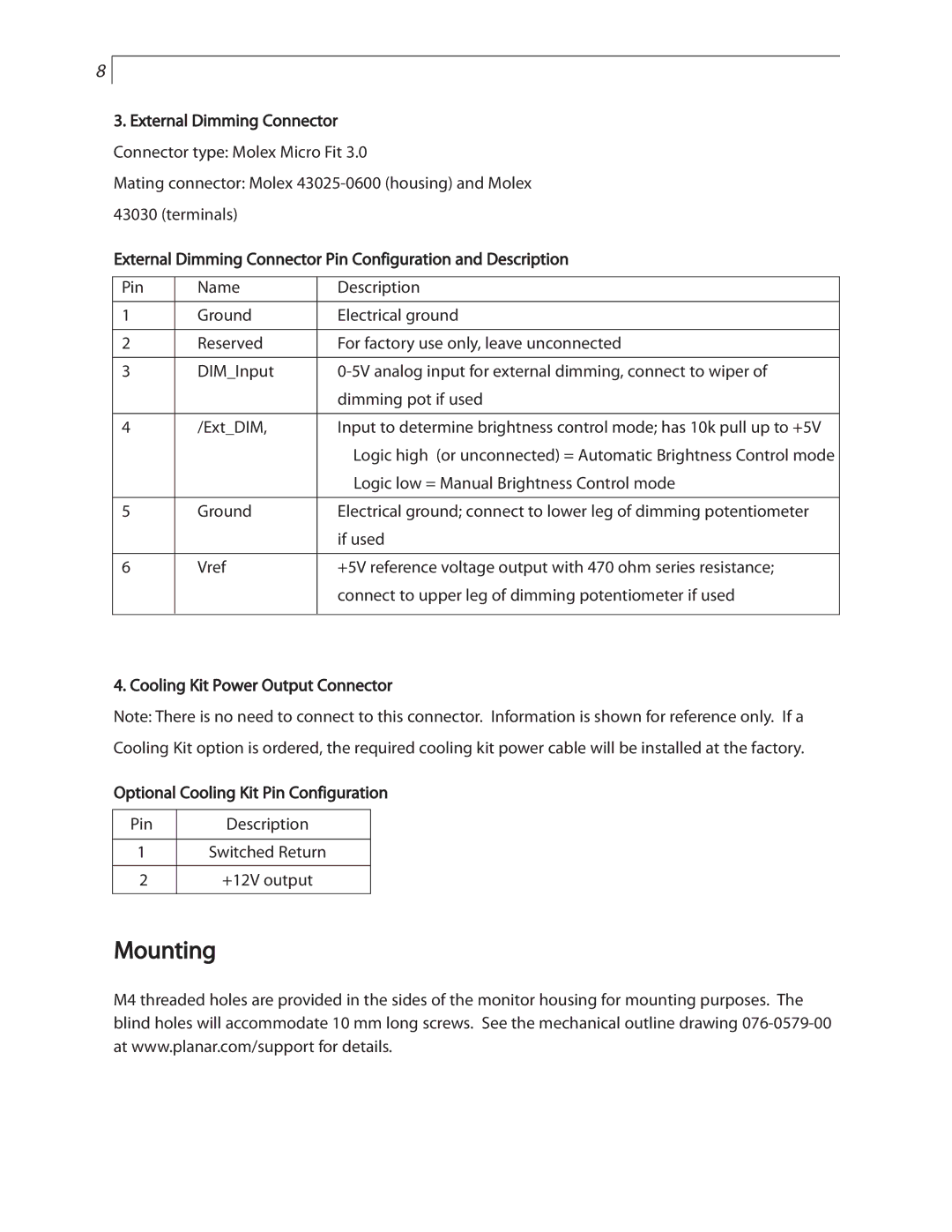 Planar LC1502R user manual Mounting 