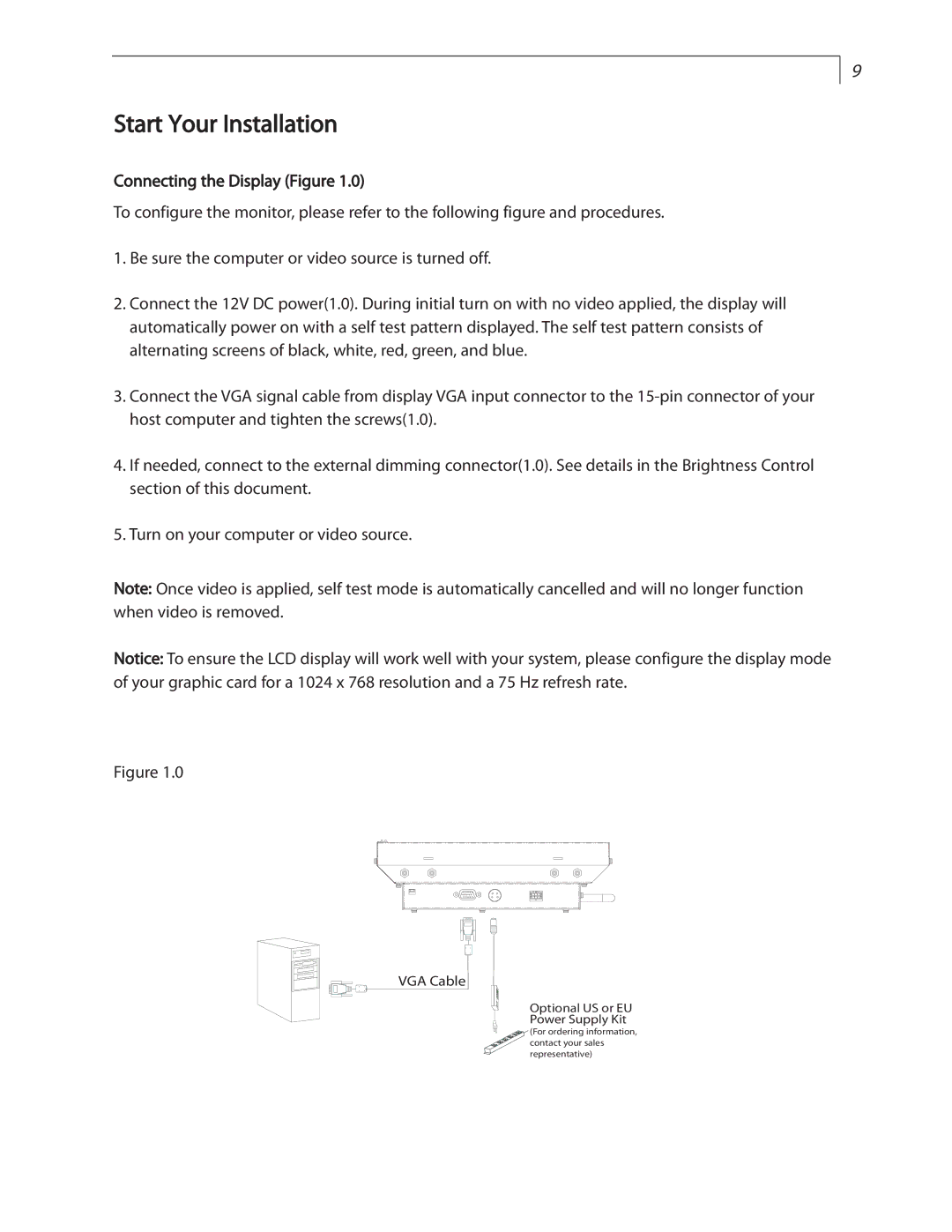 Planar LC1502R user manual Start Your Installation, VGA Cable 