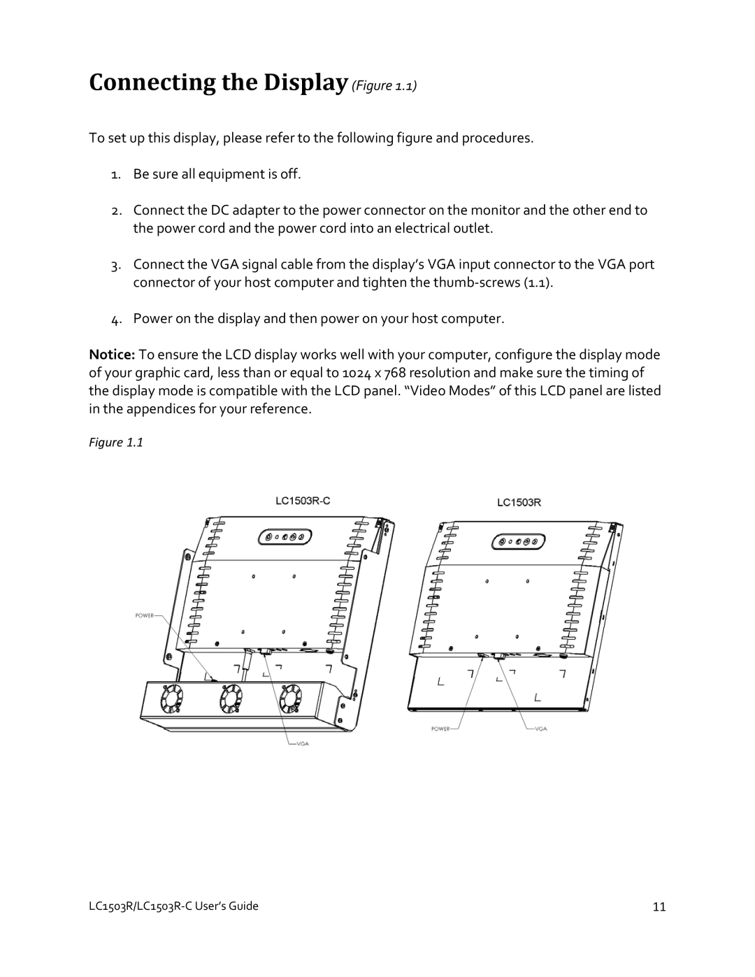 Planar LC1503R-C manual Connecting the Display Figure 