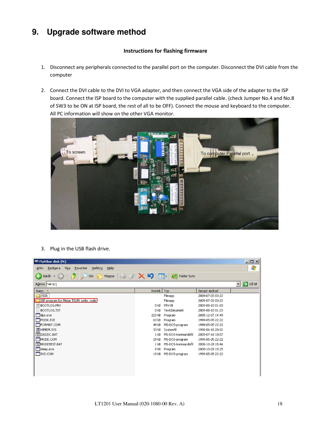 Planar LT1201 user manual Upgrade software method 