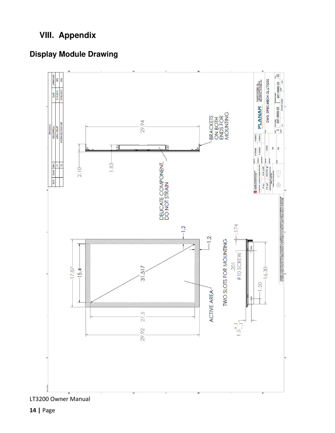 Planar LT3200 owner manual VIII. Appendix 