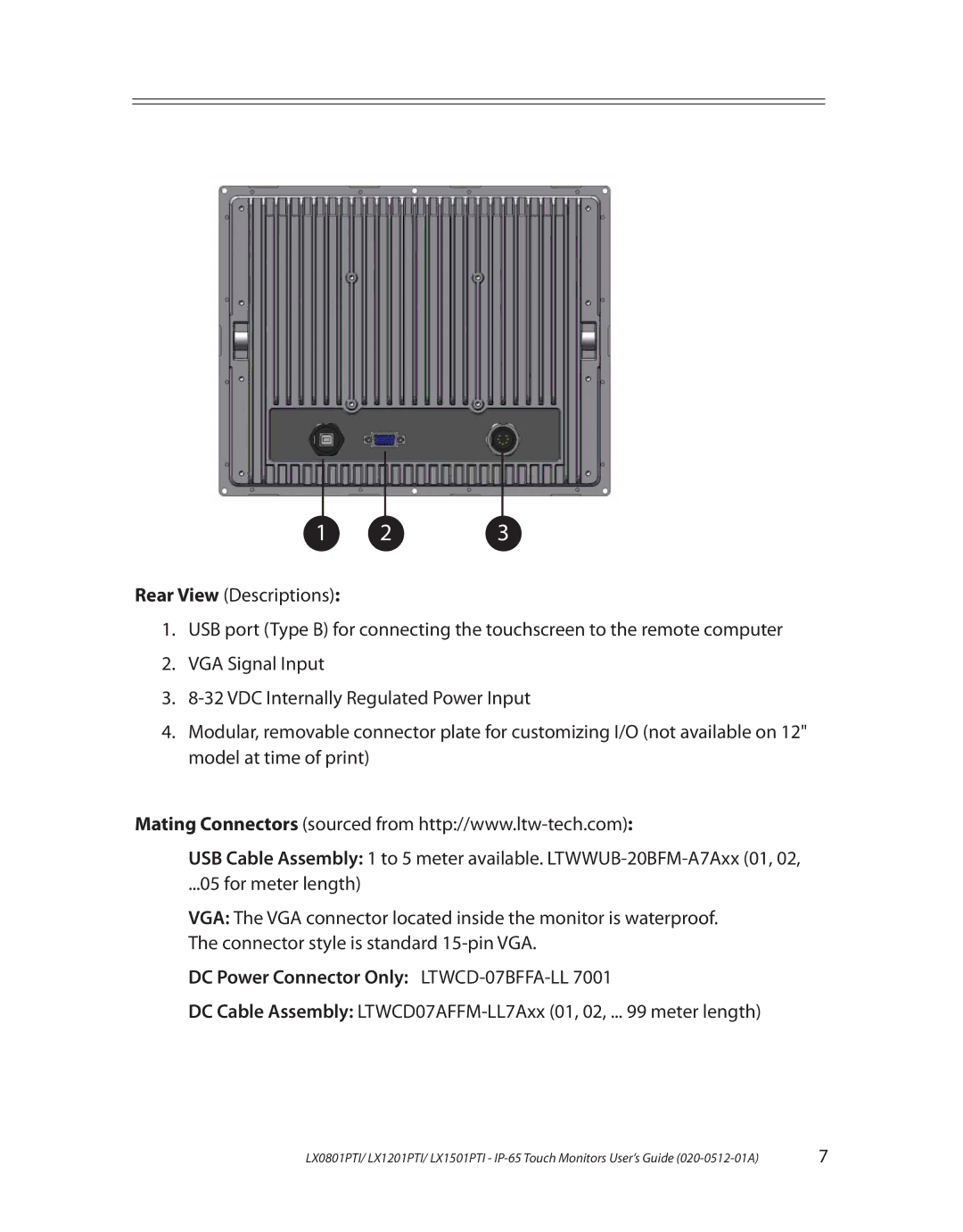 Planar LX1201PTI, LX0801PTI, LX1501PTI manual DC Power Connector Only LTWCD-07BFFA-LL 