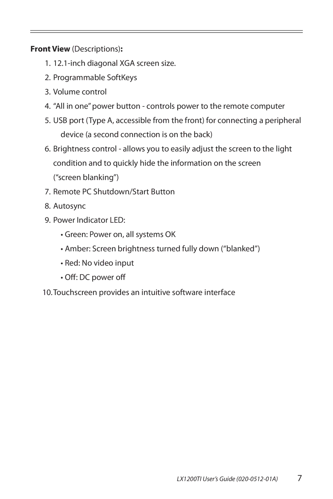 Planar manual LX1200TI User’s Guide 020-0512-01A 