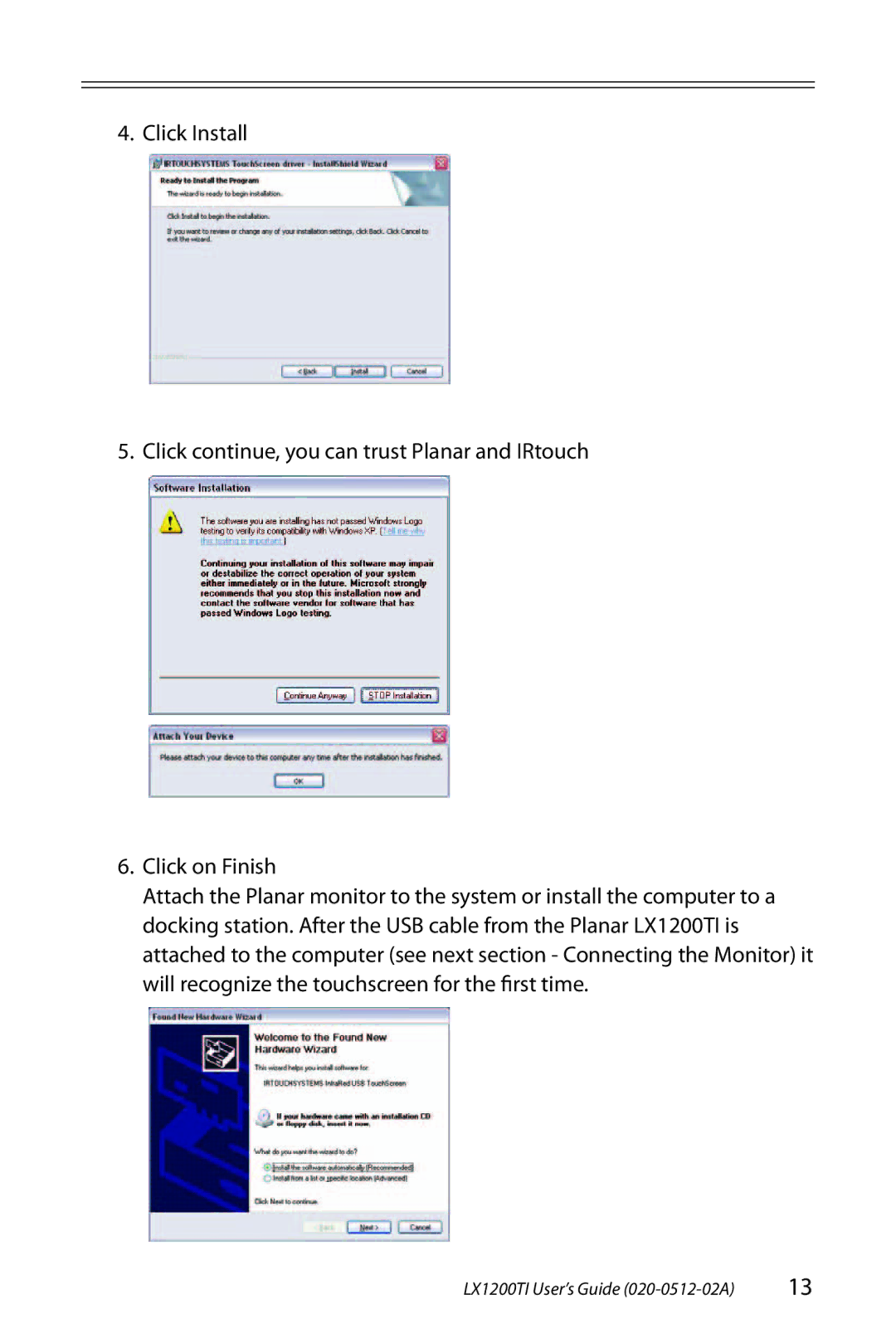 Planar manual LX1200TI User’s Guide 020-0512-02A 