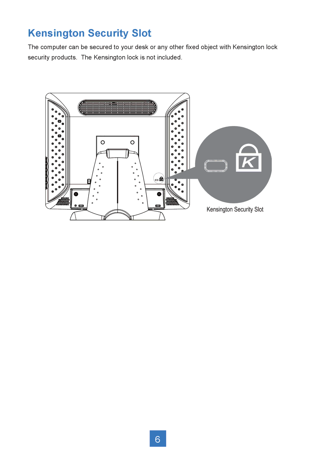 Planar PA1575R manual Kensington Security Slot 