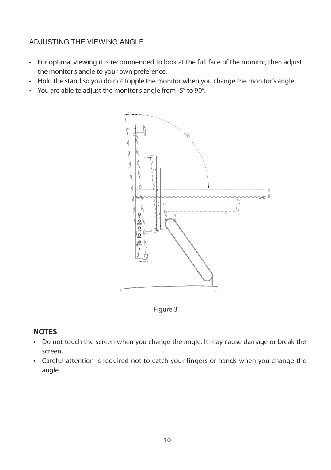 Planar PCT2265 manual Adjusting the Viewing Angle 