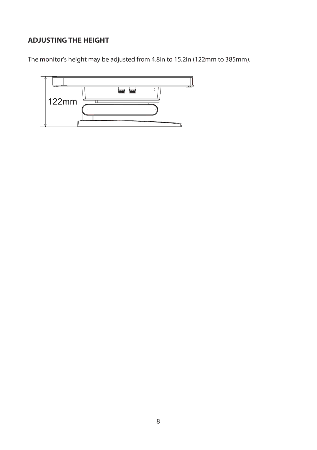 Planar PCT2265 manual 122mm, Adjusting the Height 