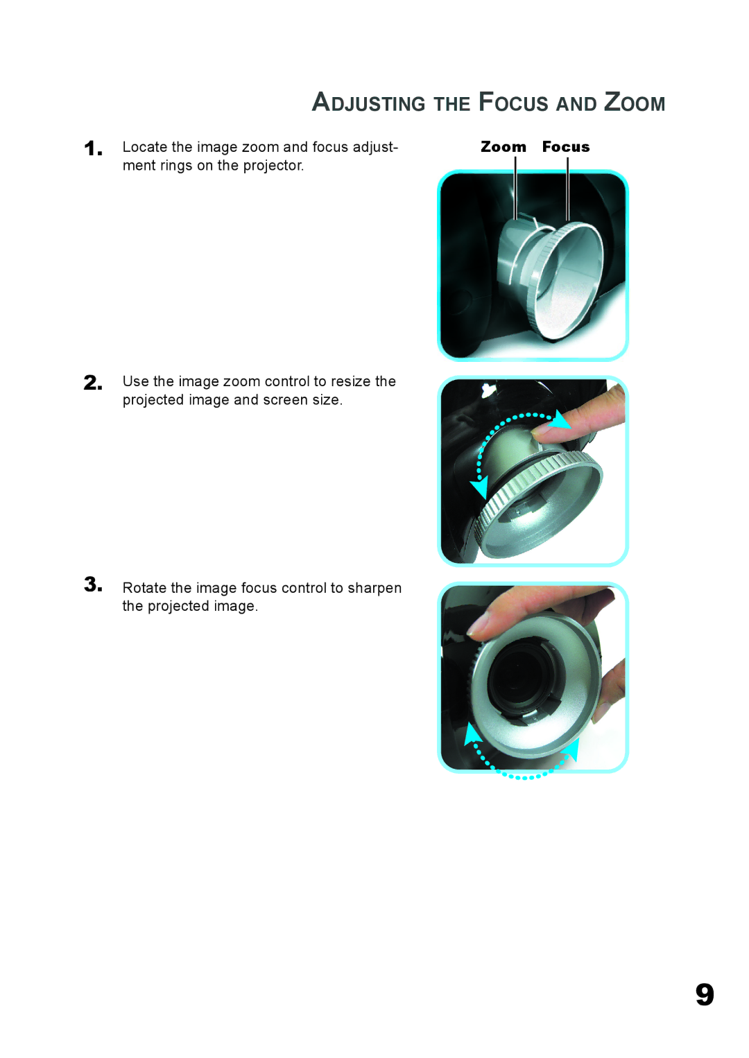 Planar PD4010 manual Adjusting the Focus and Zoom, Zoom Focus 