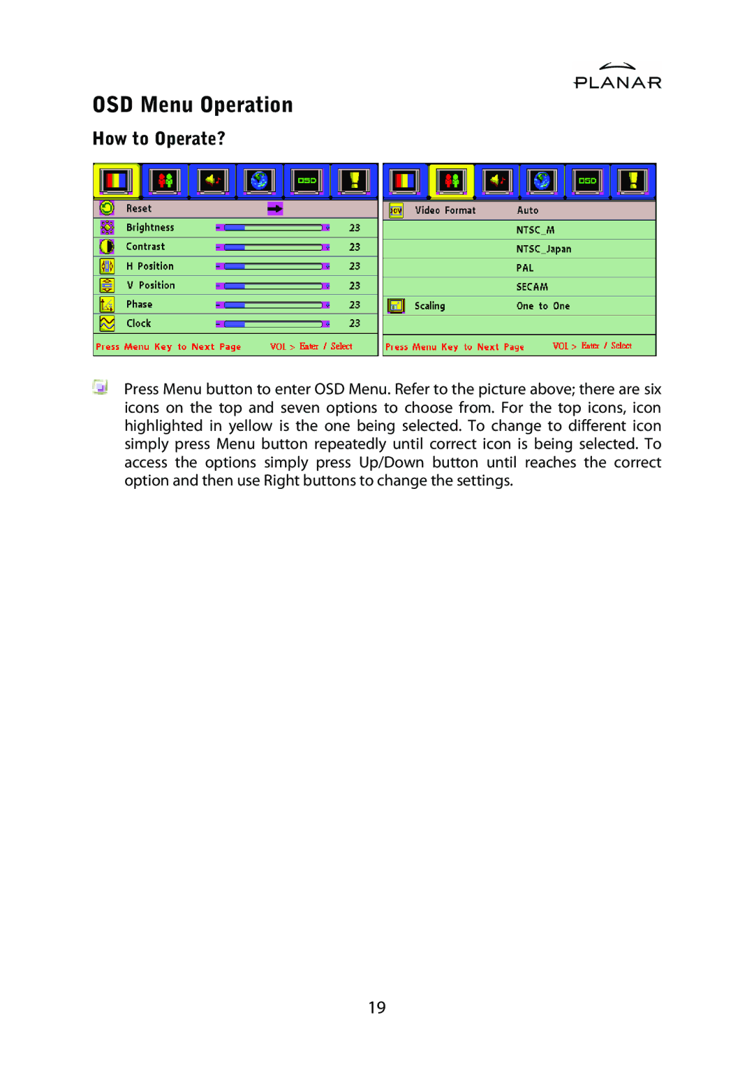 Planar PD42ED manual OSD Menu Operation, How to Operate? 