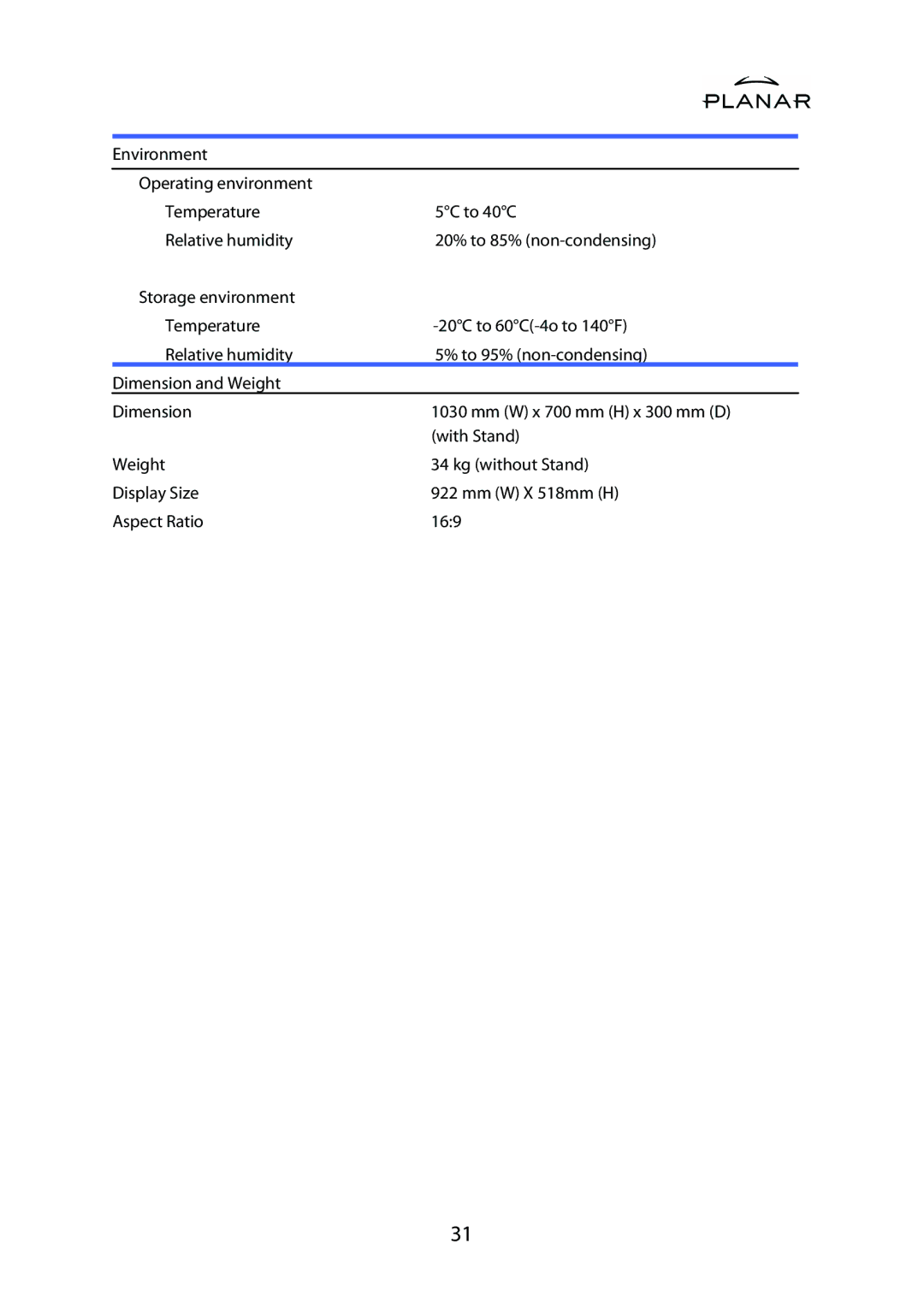 Planar PD42ED manual 