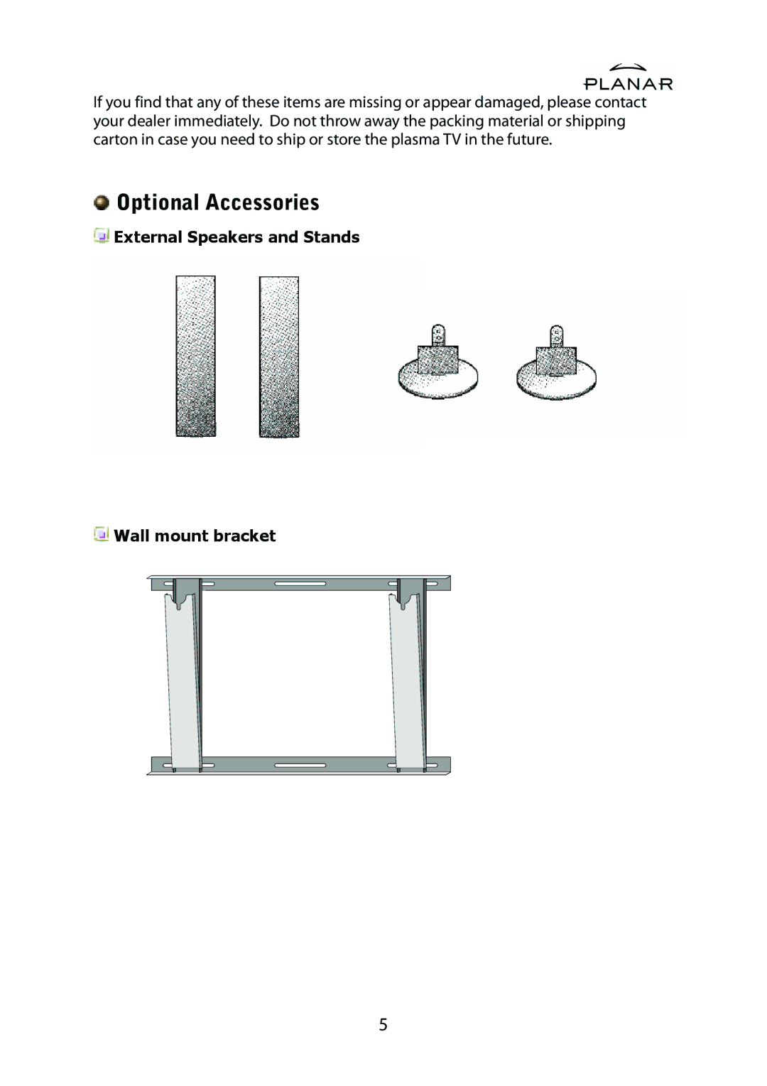 Planar PD42ED manual Optional Accessories 