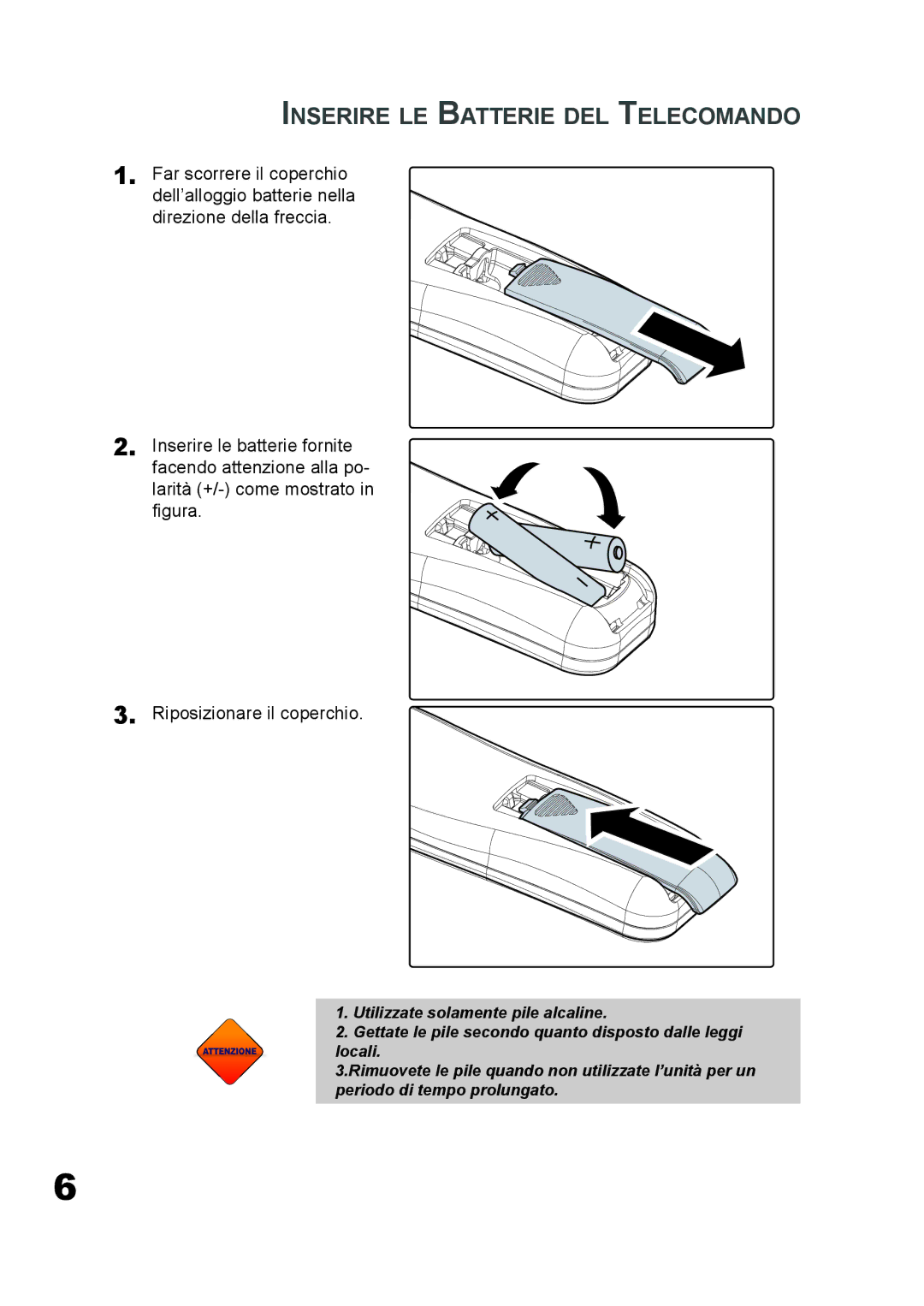 Planar PD7060 manual Inserire LE Batterie DEL Telecomando 