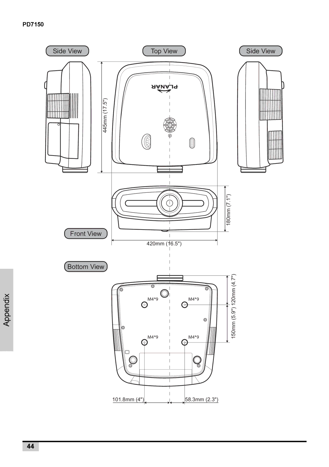 Planar PD7130 user manual PD7150 