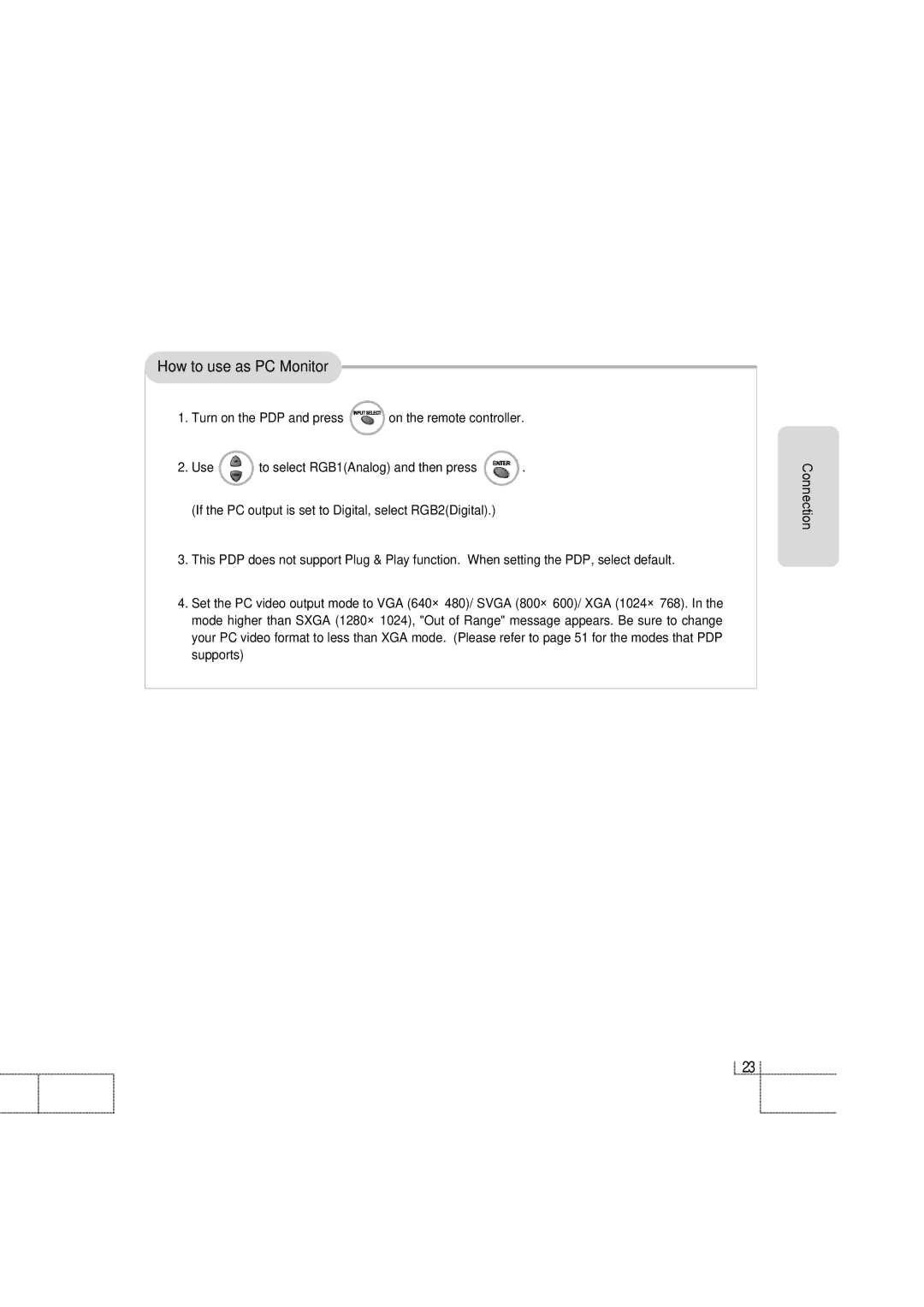 Planar PDP 42 manual How to use as PC Monitor 