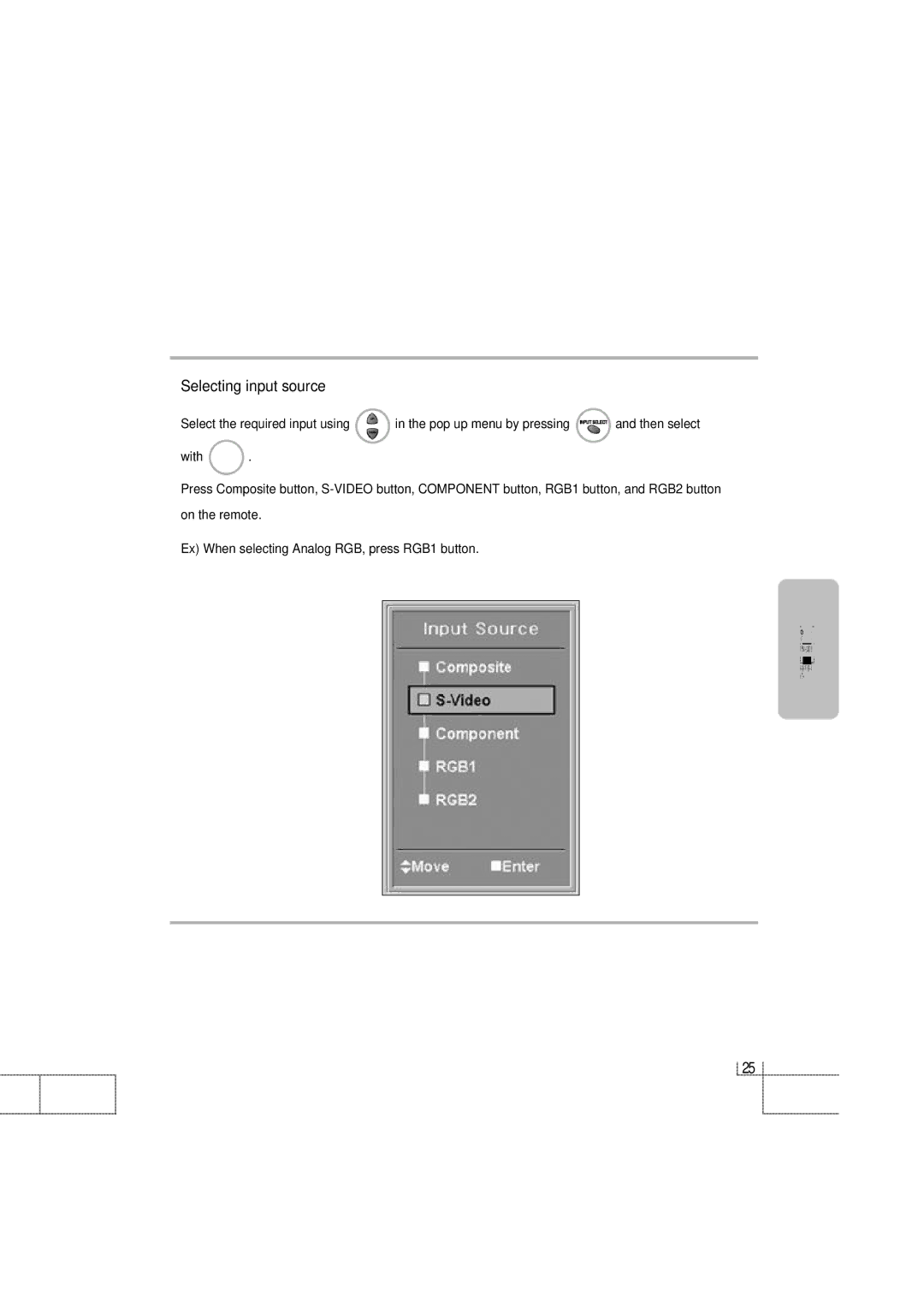 Planar PDP 42 manual Selecting input source 