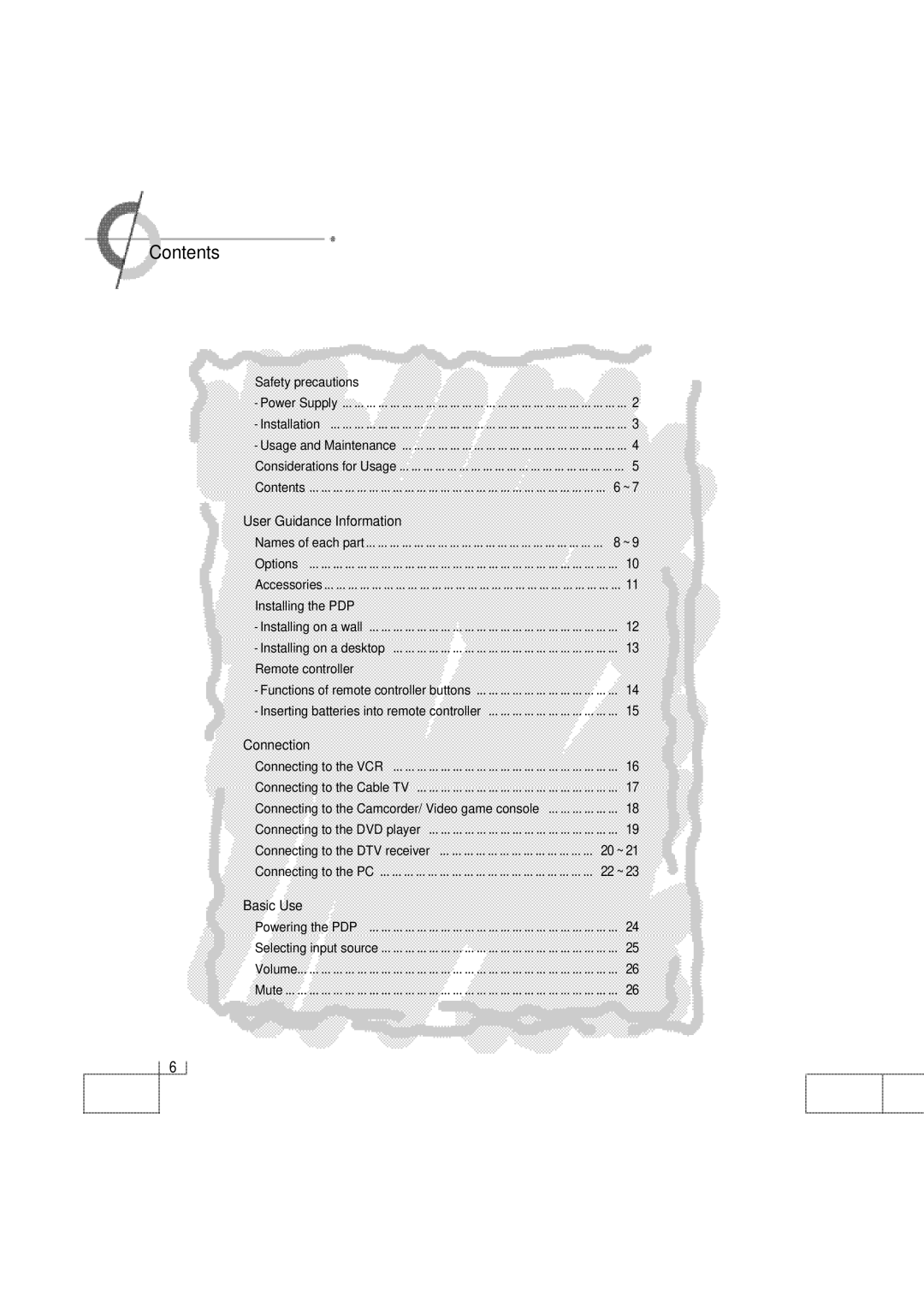 Planar PDP 42 manual ·Contents 