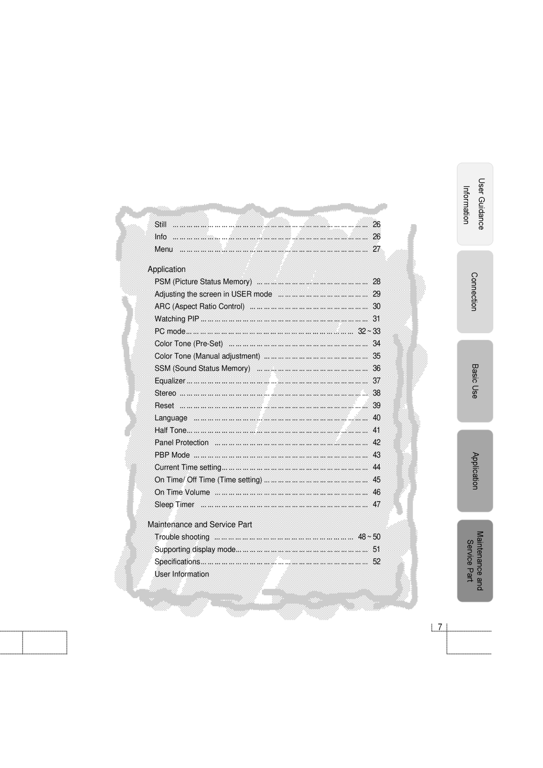 Planar PDP 42 manual ·Specifications ……………………………………………………………… 